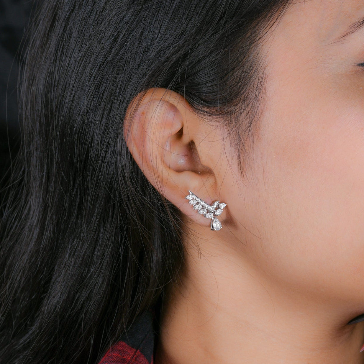 1.89Ct Genuine Natural Diamond Drop Stud Earrings In Solid Gold