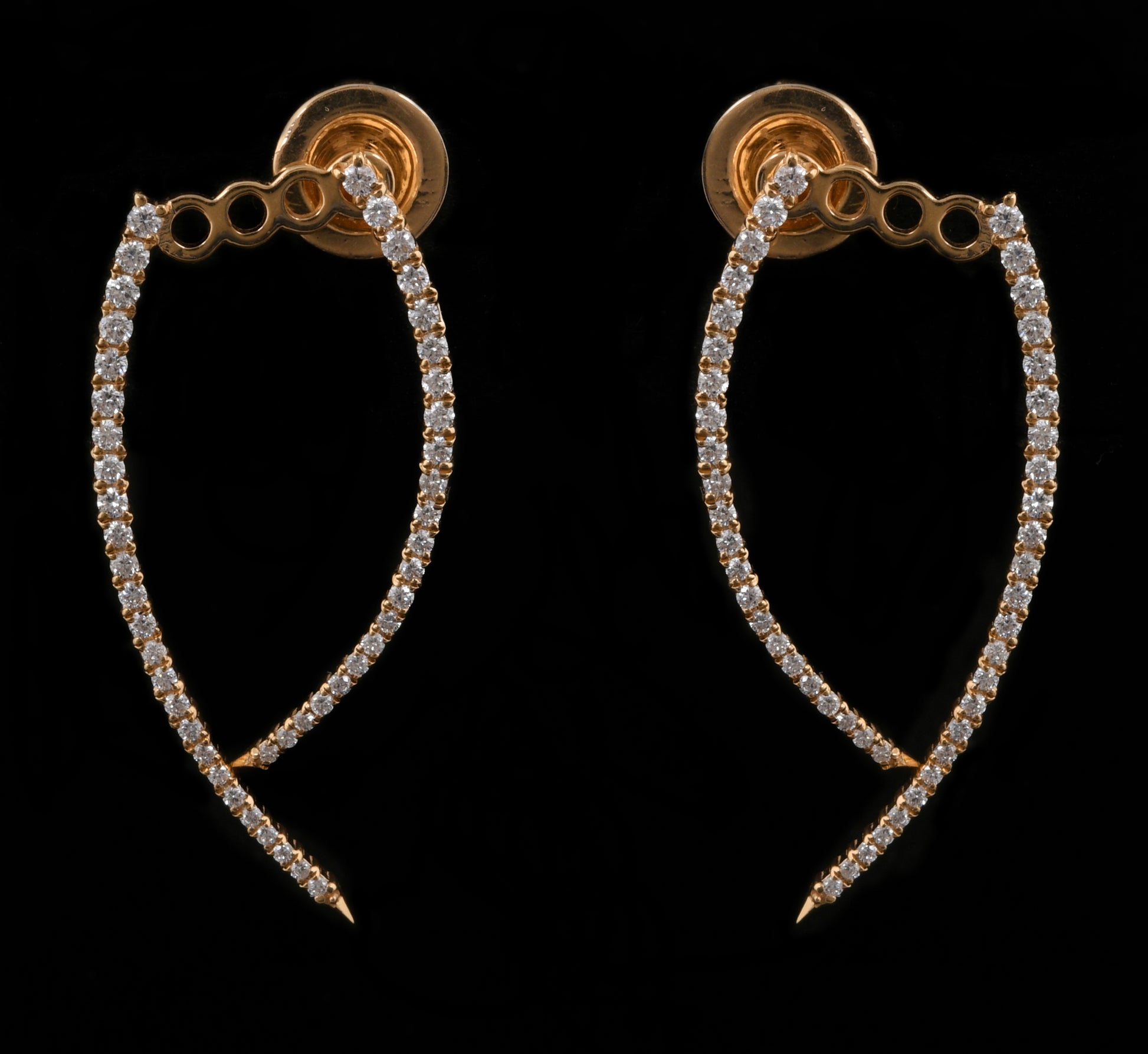 Unique Design Fine Gold Round Cut Pave Diamond Jacket Earrings
