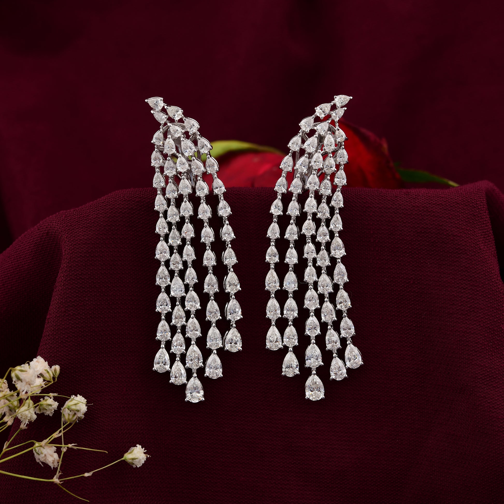Certified 7.57 Carat Natural Pear Cut Diamond Chandelier Dangle Earrings