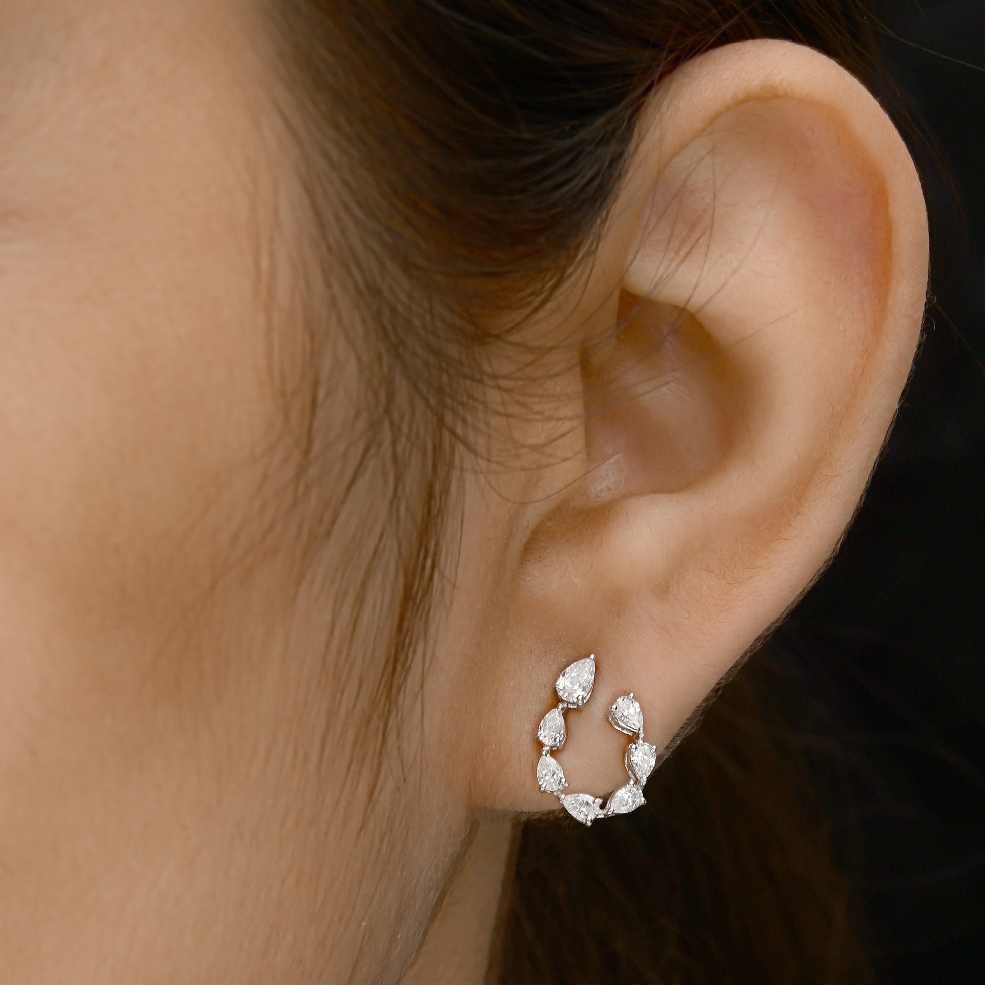 Certified Natural SI Clarity HI Color Pear Cut Diamond Stud Earrings