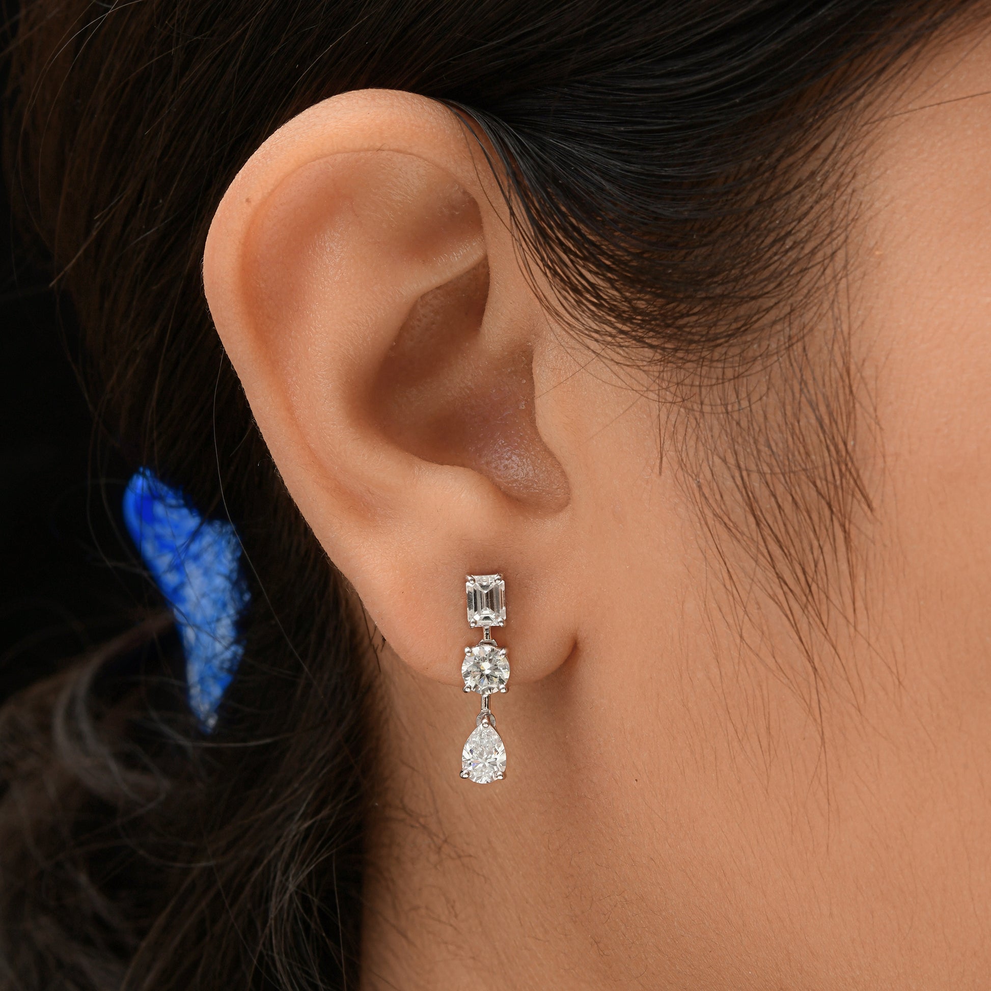 Multi Shape 2.72 Carat Natural Diamond Dangle & Drop Earrings