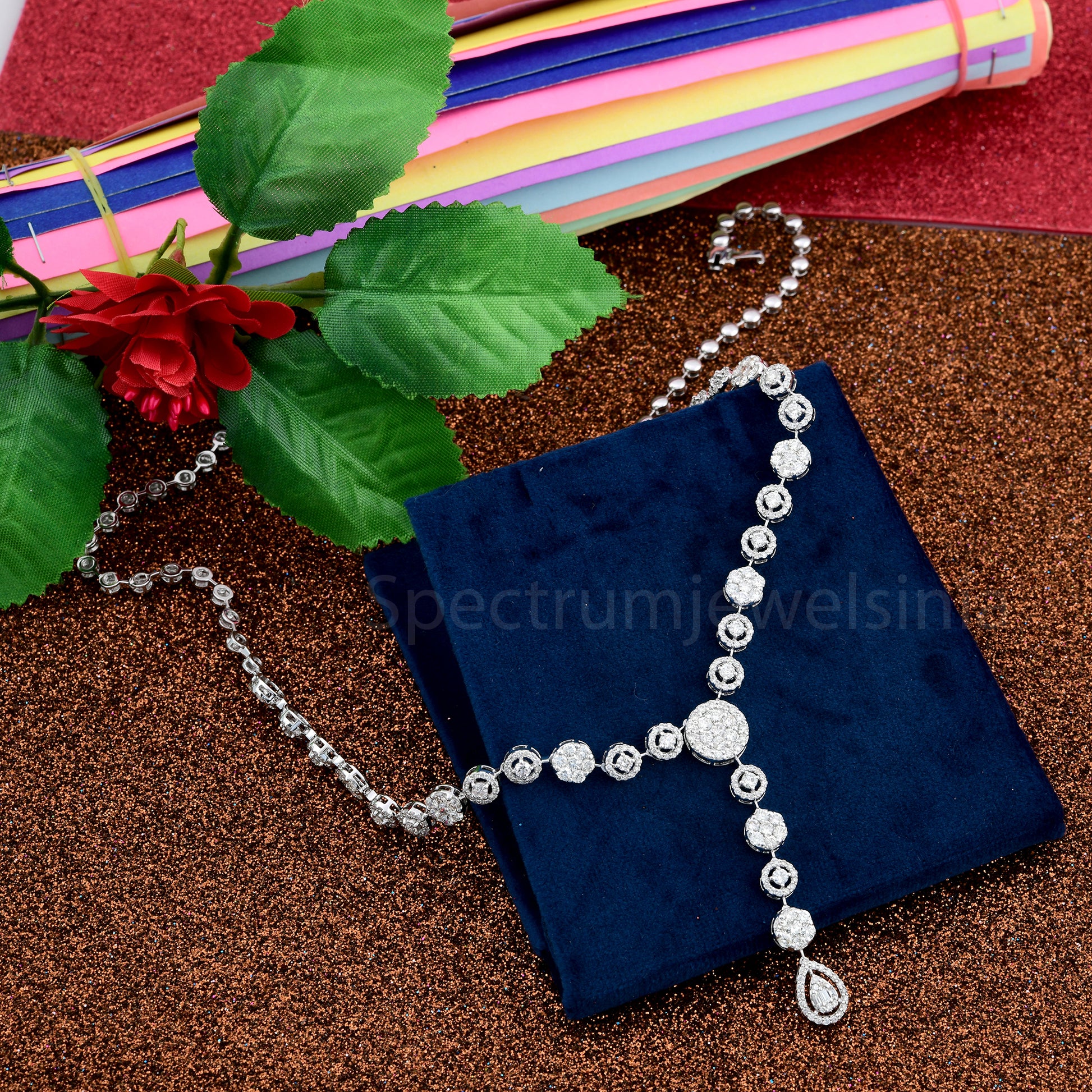 7.10 Carat Natural Diamond in Fine Gold Lariat Engagement Necklace