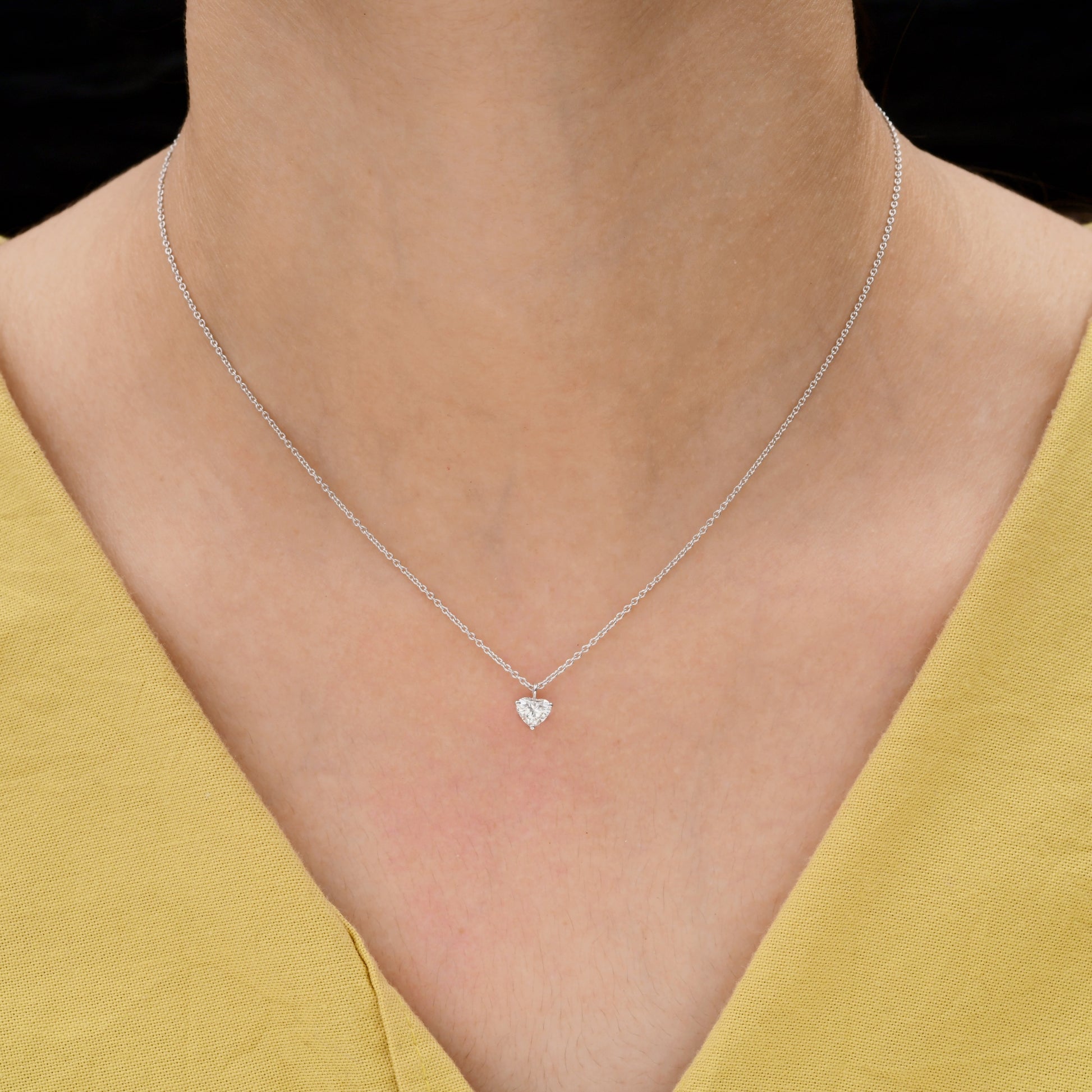 Heart Cut 0.53Ct SI/HI Diamond Solitaire Pendant Gold Necklace for Bridesmaid