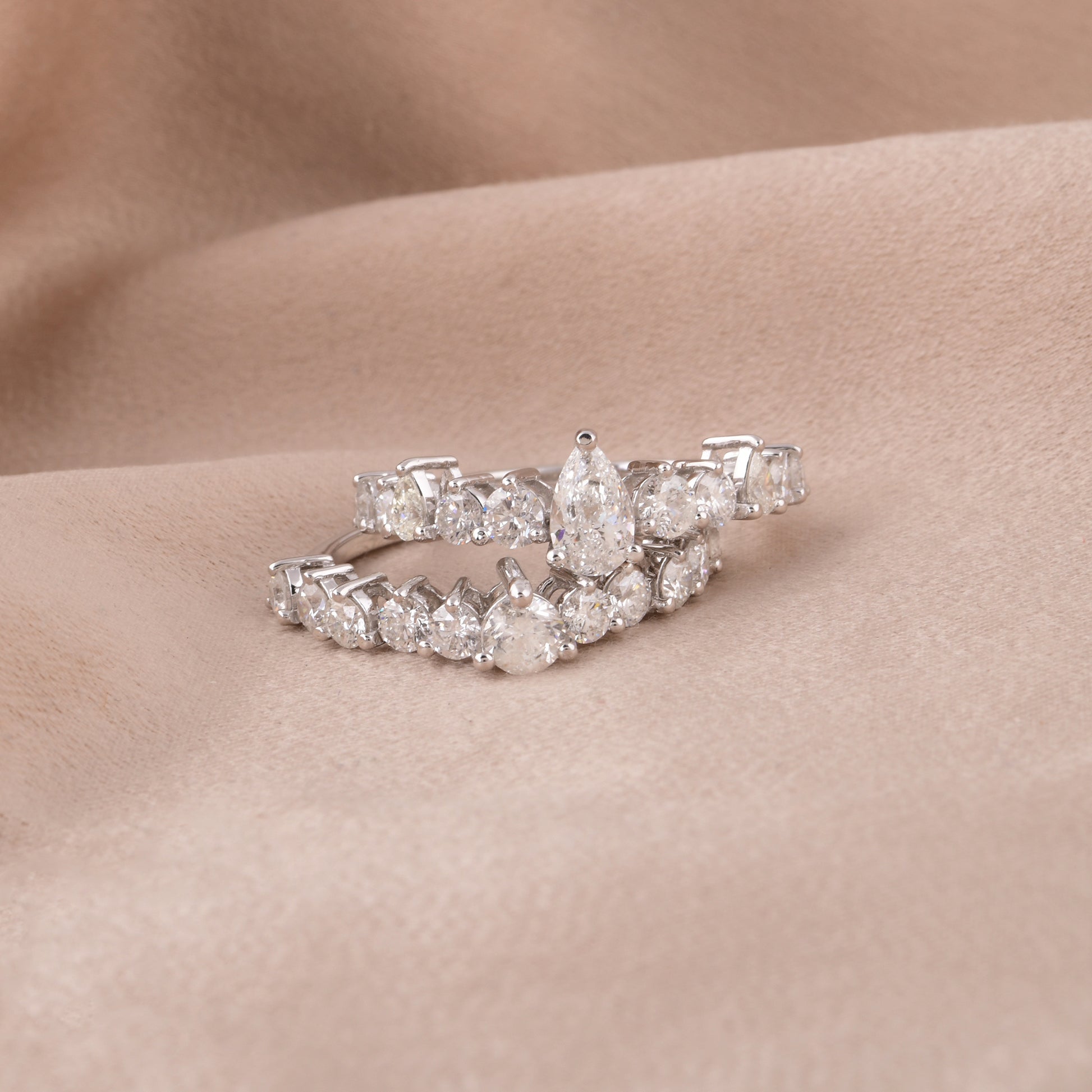 Half Eternity Natural Diamond Wedding Stackable Ring Gold Jewelry