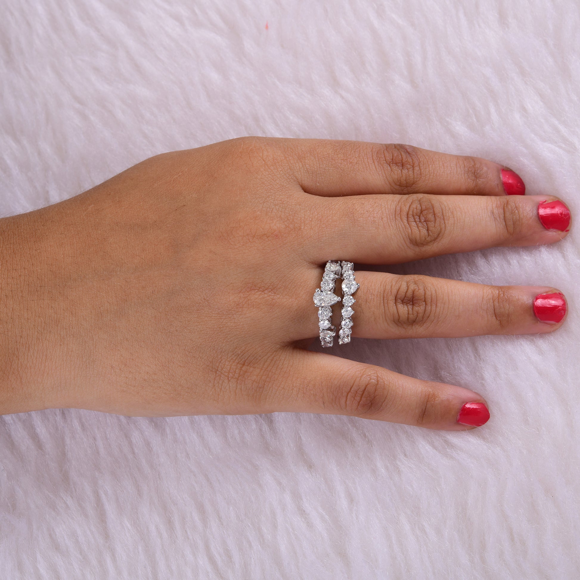 Half Eternity Natural Diamond Wedding Stackable Ring Gold Jewelry