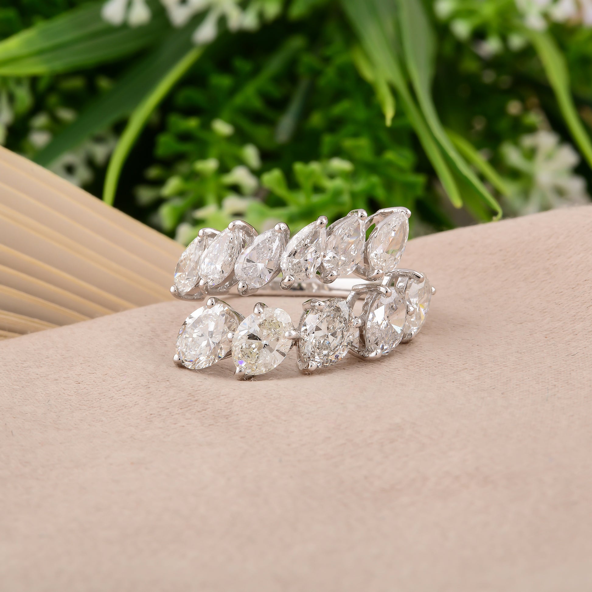 3.54Ct Natural Diamond Engagement Open Bypass Fine Gold Ring Jewelry