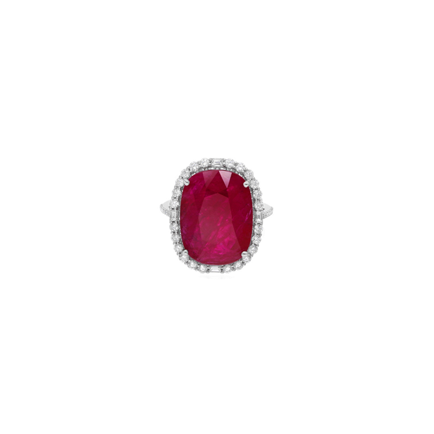 Oval Cut Ruby Natural Diamond Cocktail Ring