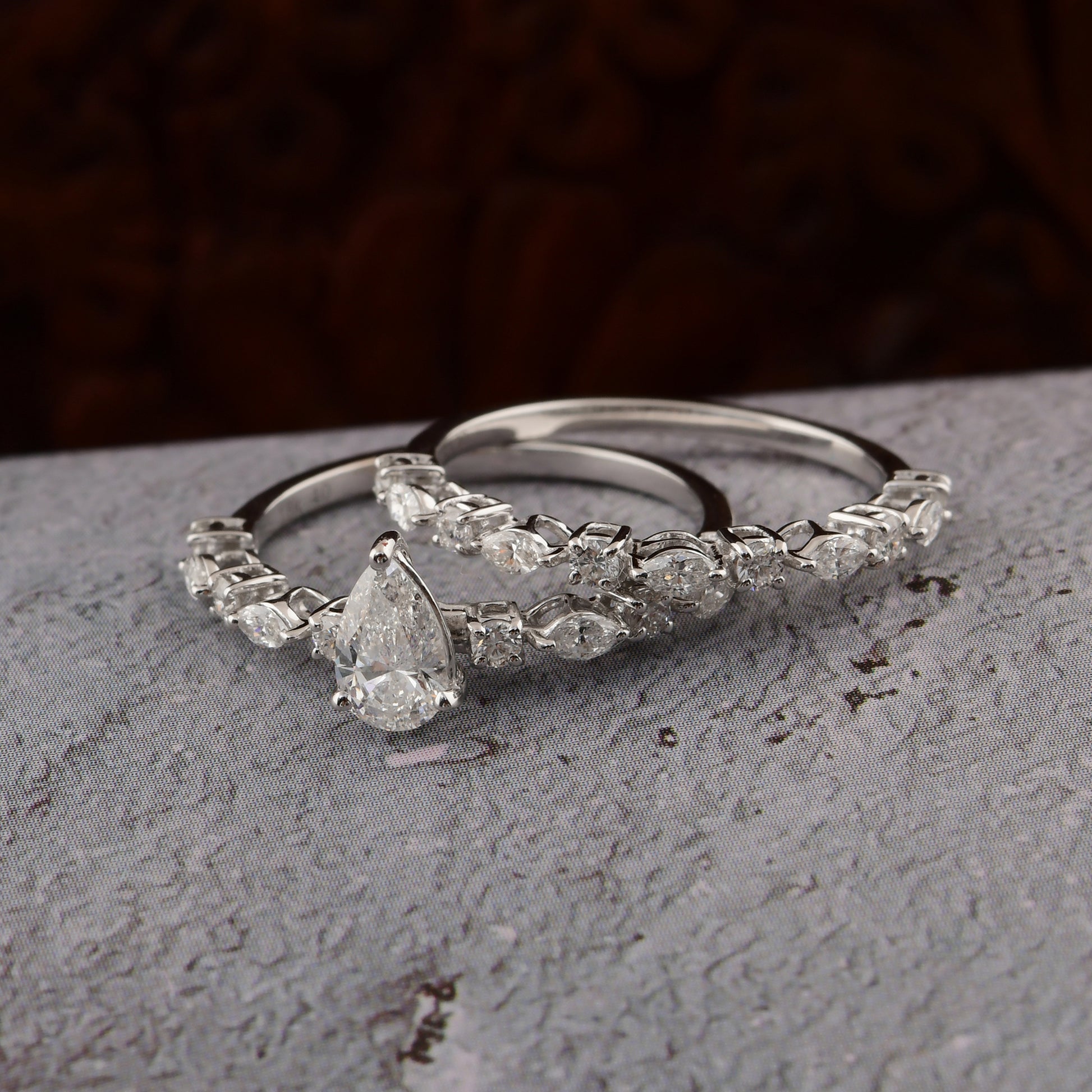 Delicate Gold 1.17Ct. Diamond Stacking Eternity Wedding Band Ring Set