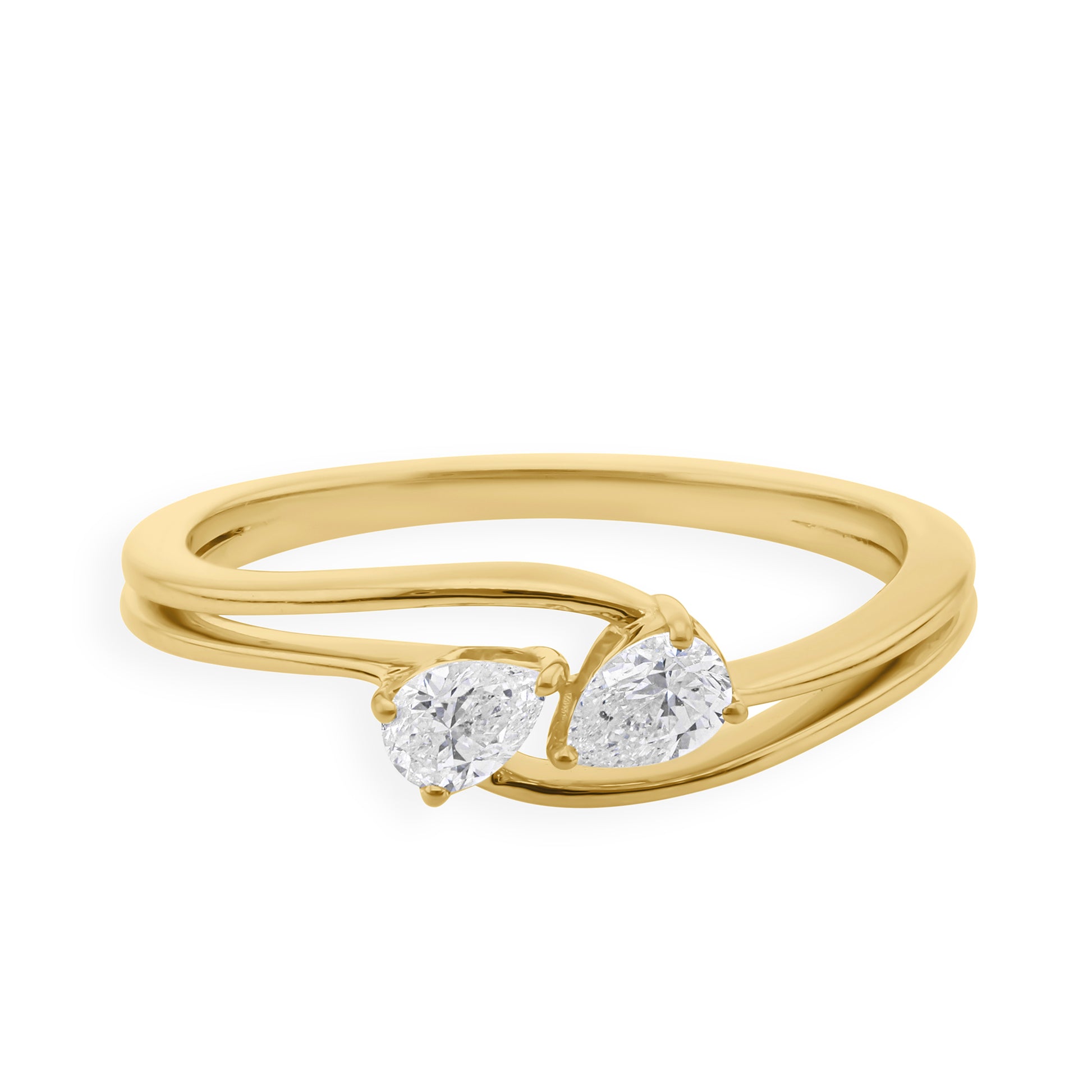 0.32Ct Pear Cut Two Stone Natural Diamond Engagement Promise Ring