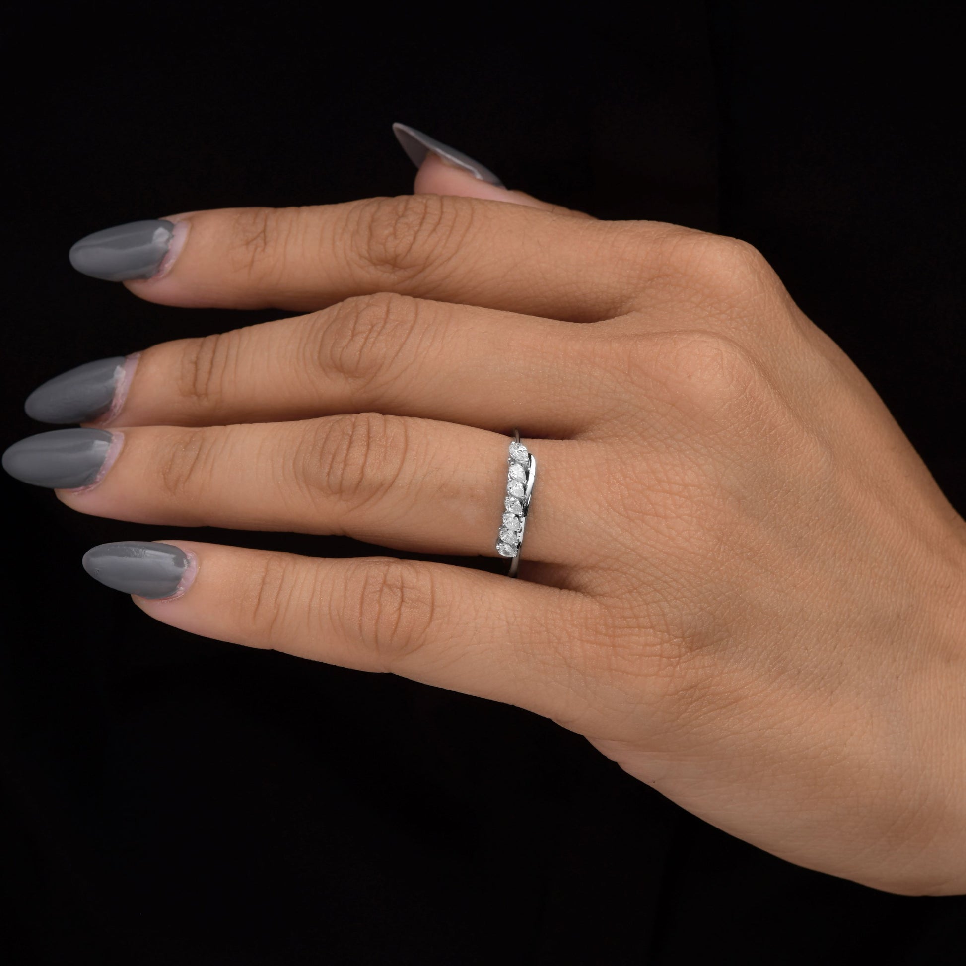 Minimalist Pear Cut Diamond Stackable Ring In Fine Gold For Girlfriend