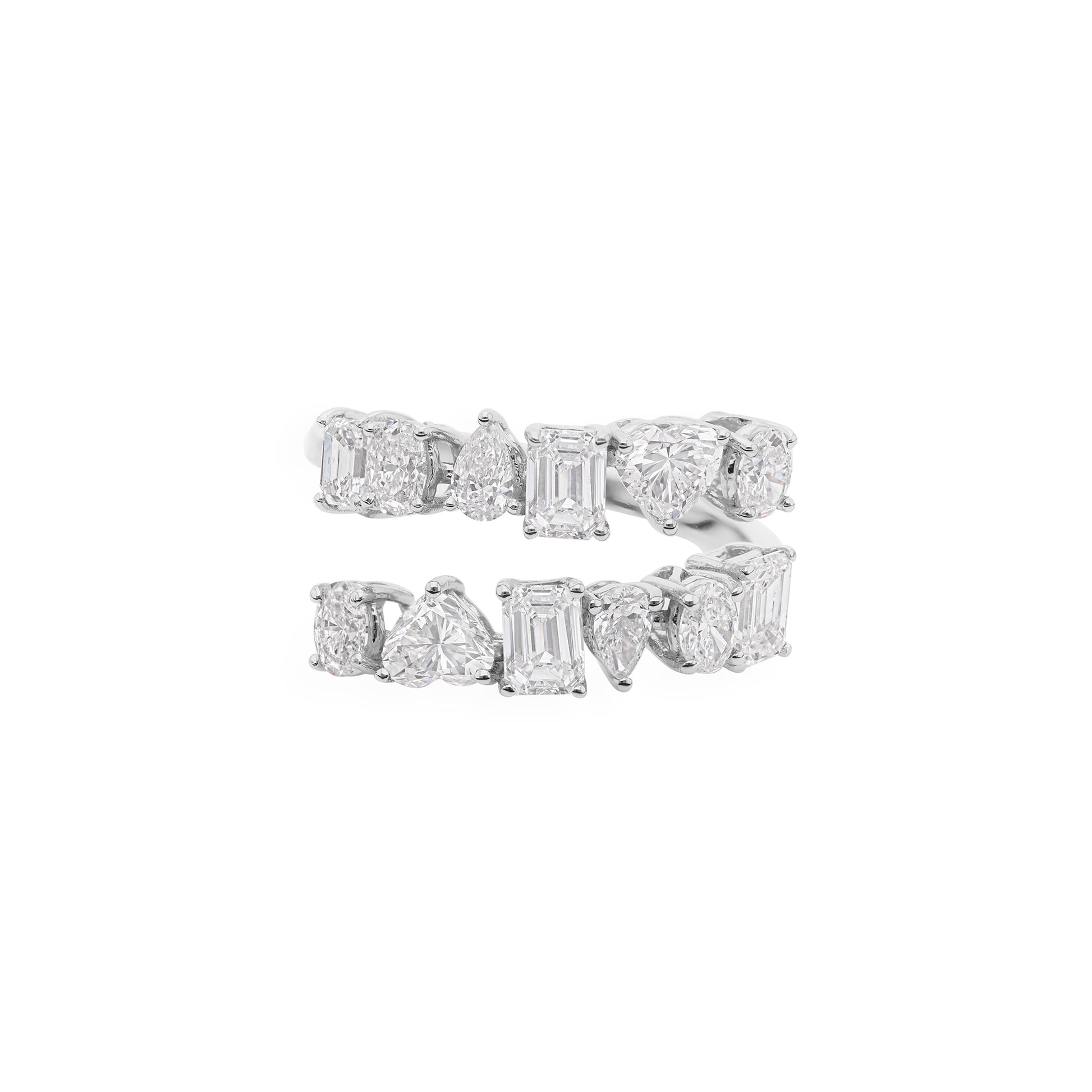 Statement 2.45Ct Multi Shape Natural Diamond Wraparound Bypass Cocktail Ring