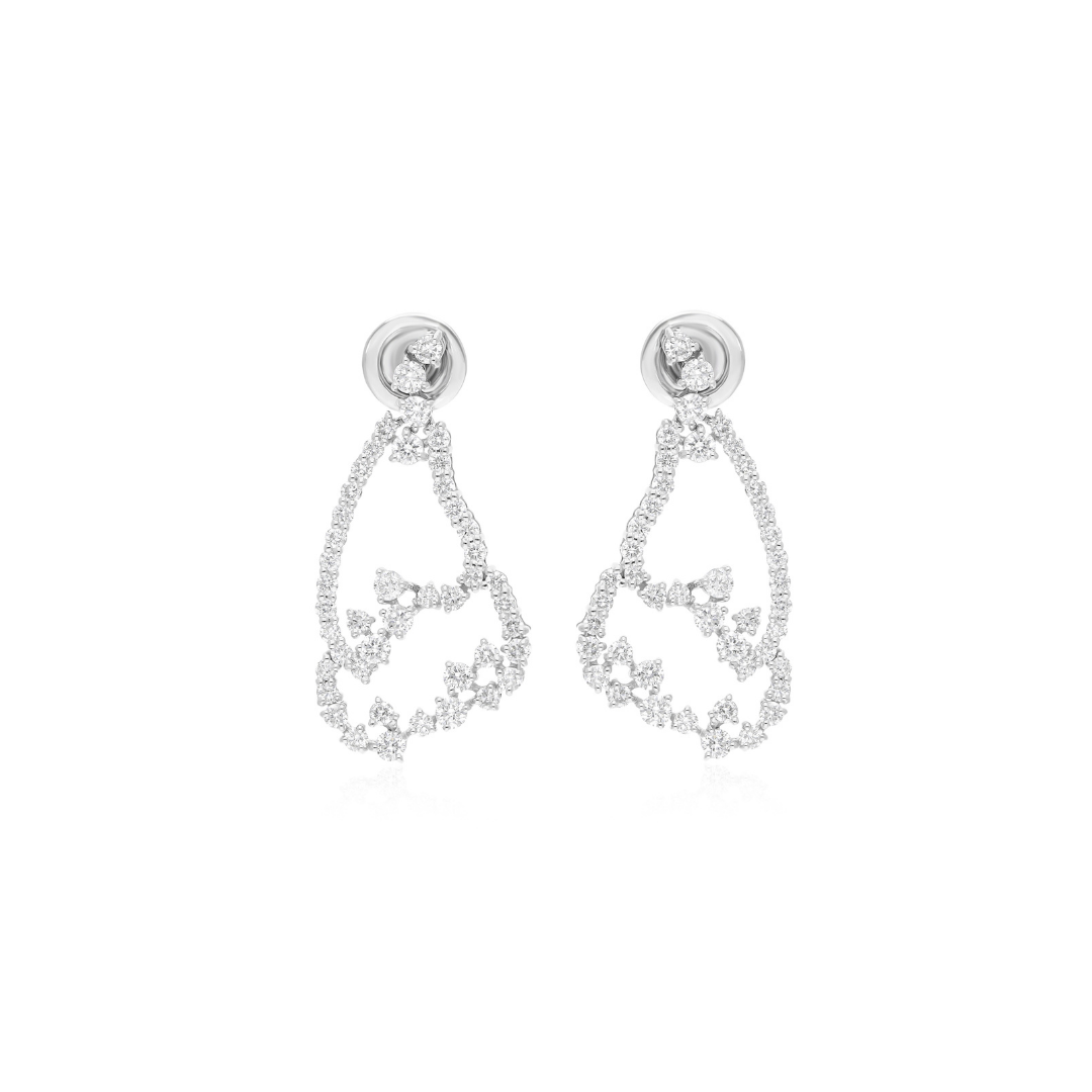 Round Brilliant Cut Filigree 1.75Ct Natural Diamond Dangle Earrings