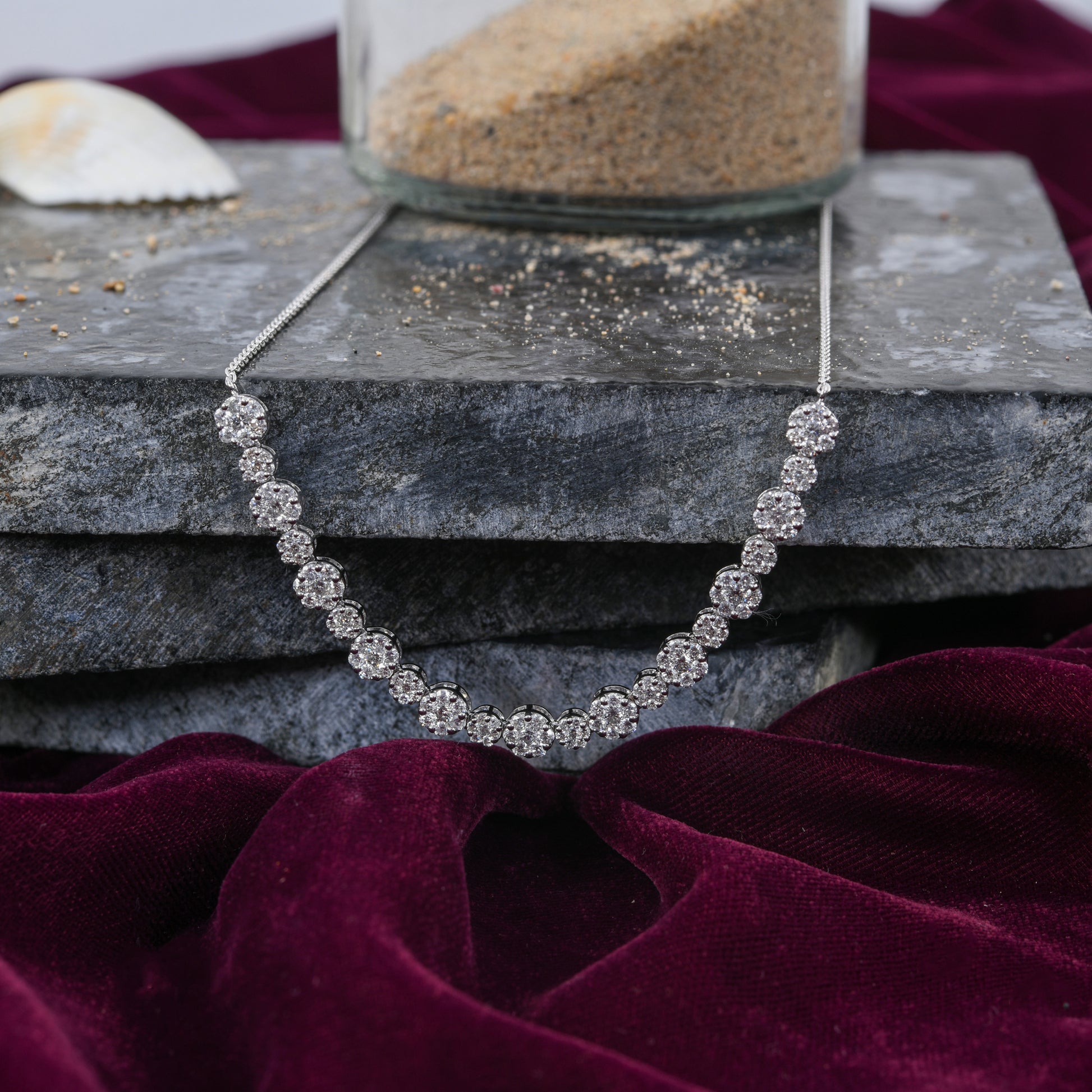 Certified 2.38 Carat Round Pave Diamond Fine Gold Chain Necklace