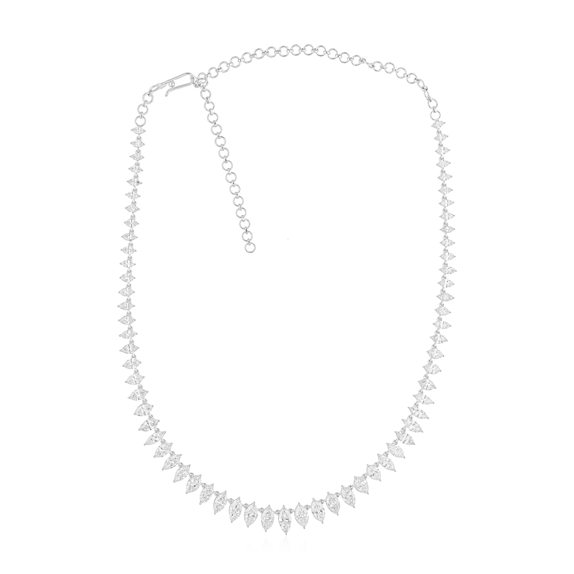 Solid Gold 14.87Ct Marquise Cut Statement Natural Diamond Bridal Necklace