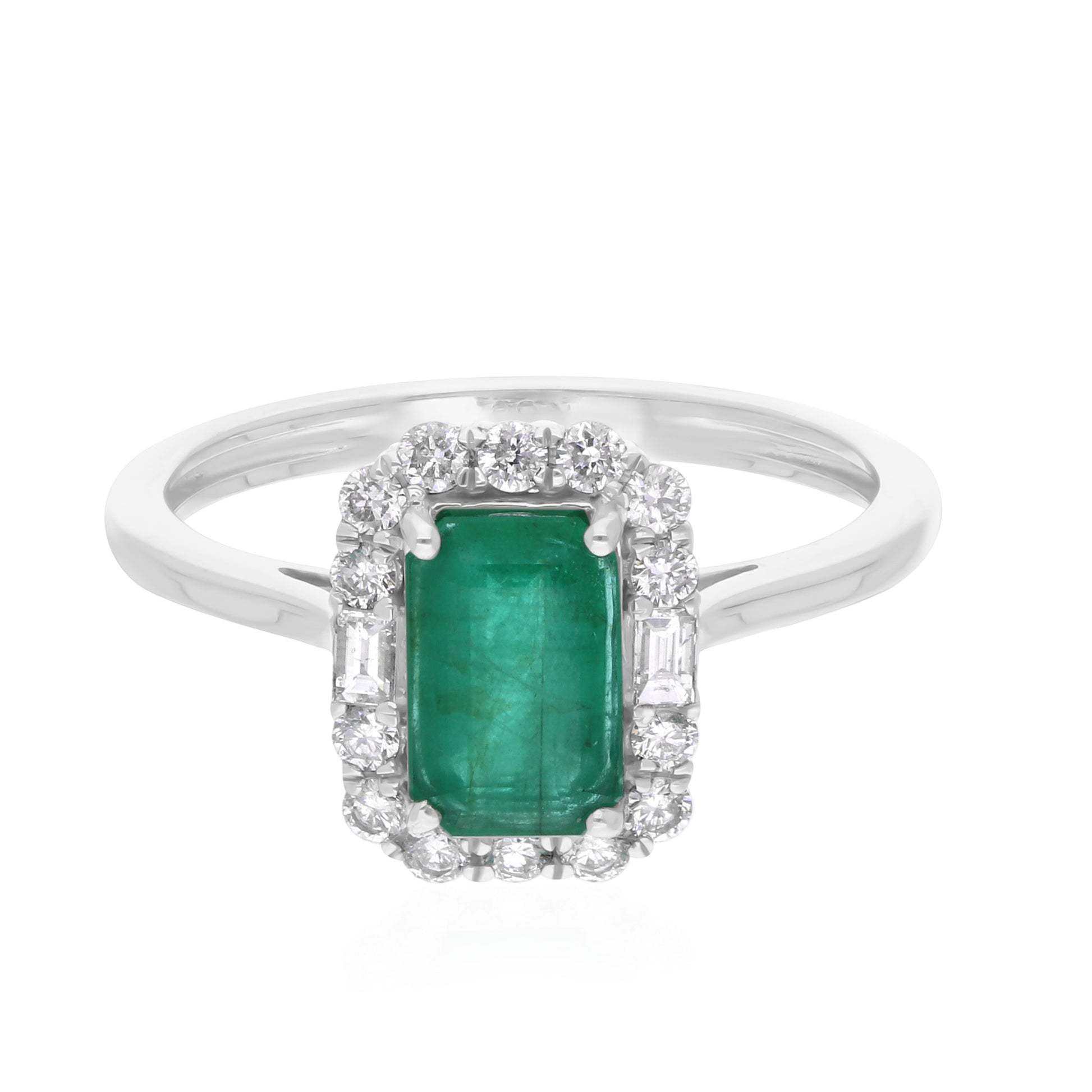 Zambian Emerald SI Clarity HI Color Natural Diamond Engagement Halo Ring