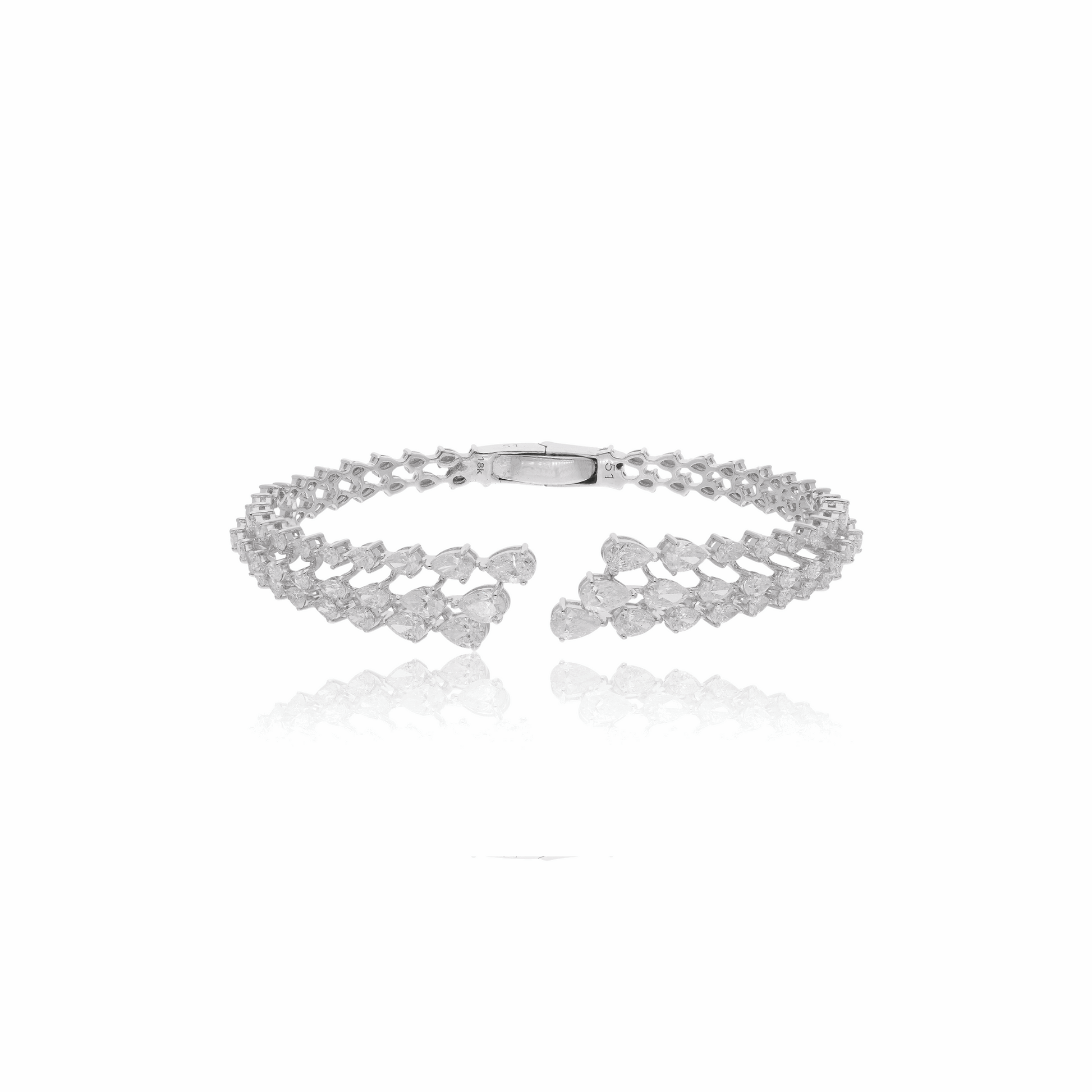 4.70 Ct. Gold Teardrop Diamond Statement Bangle Bracelet in 18k Fine Gold