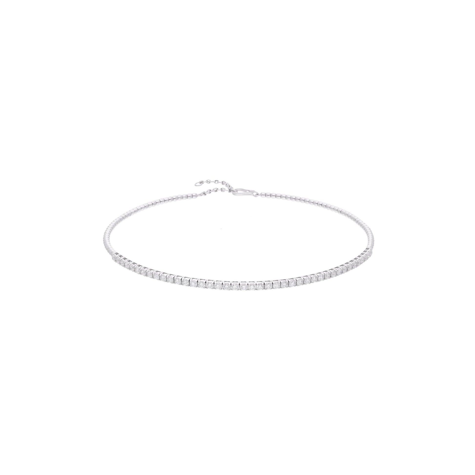 Natural SI/HI Round Diamond Choker Gold Wedding Tennis Necklace