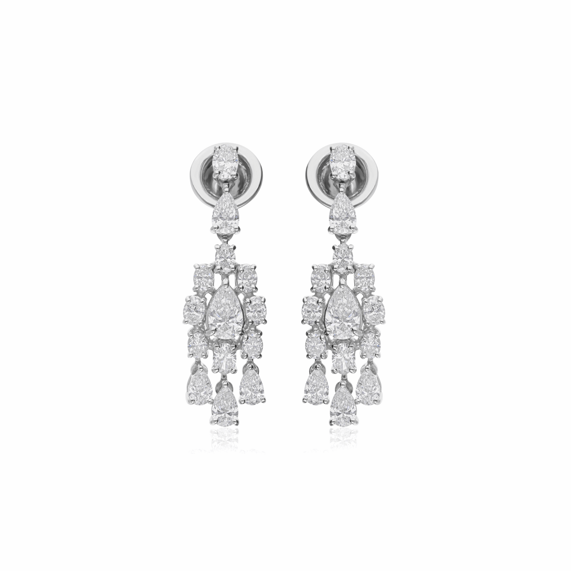 2.13 Ct. Diamond Tear Drop Cluster Earrings 18K Gold Fine Jewelry
