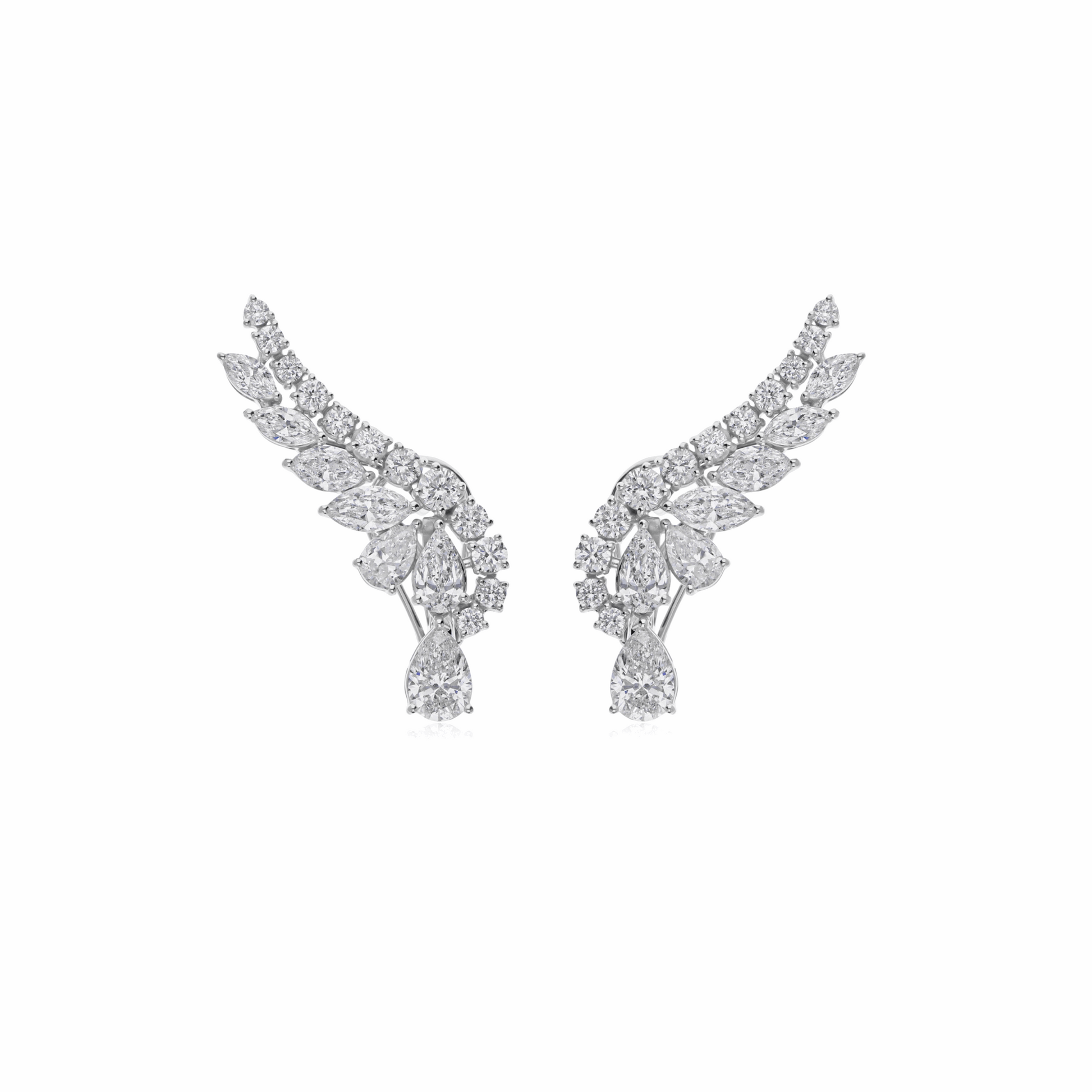 18K Gold 4.92 Ct. Marquise & Round Diamond Wing Climber Earrings