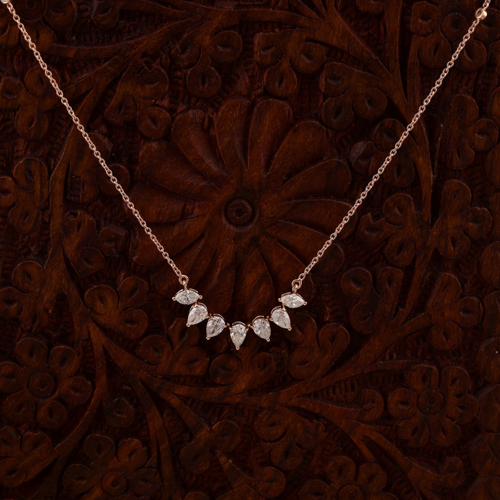 Dainty Pear Marquise Shaped Natural SI/H Diamond Pendant Necklace in 18k Gold Finish
