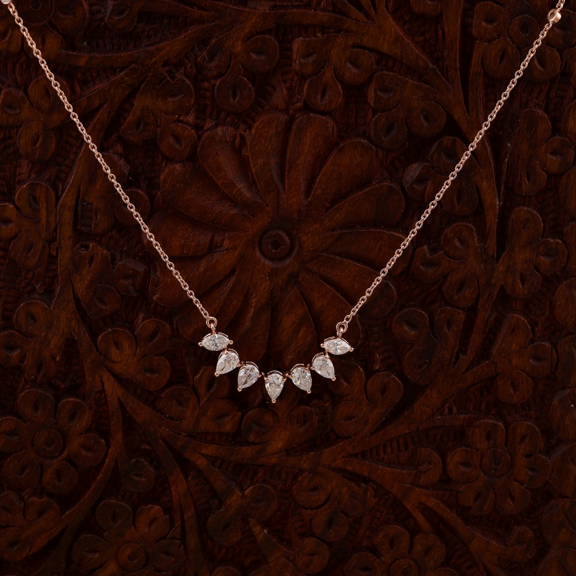 Dainty Pear Marquise Shaped Natural SI/H Diamond Pendant Necklace in 18k Gold Finish