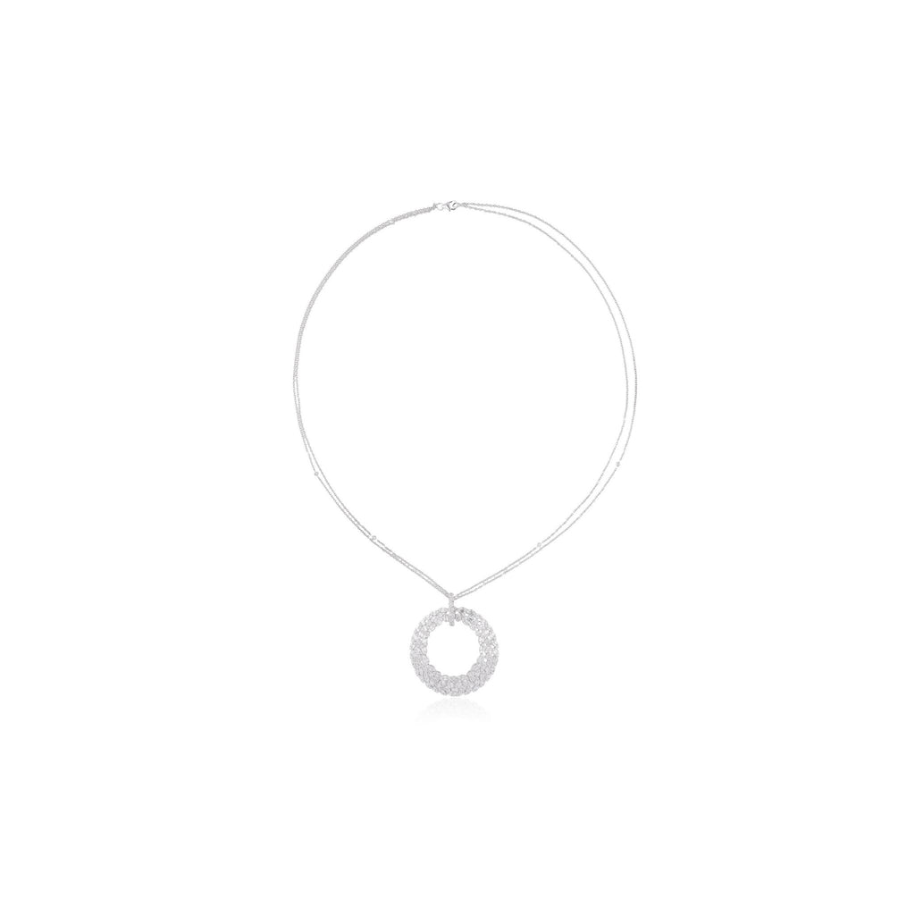 4.25 Carat Baguette Diamond Circle Pendant Necklace in Fine Gold Jewelry