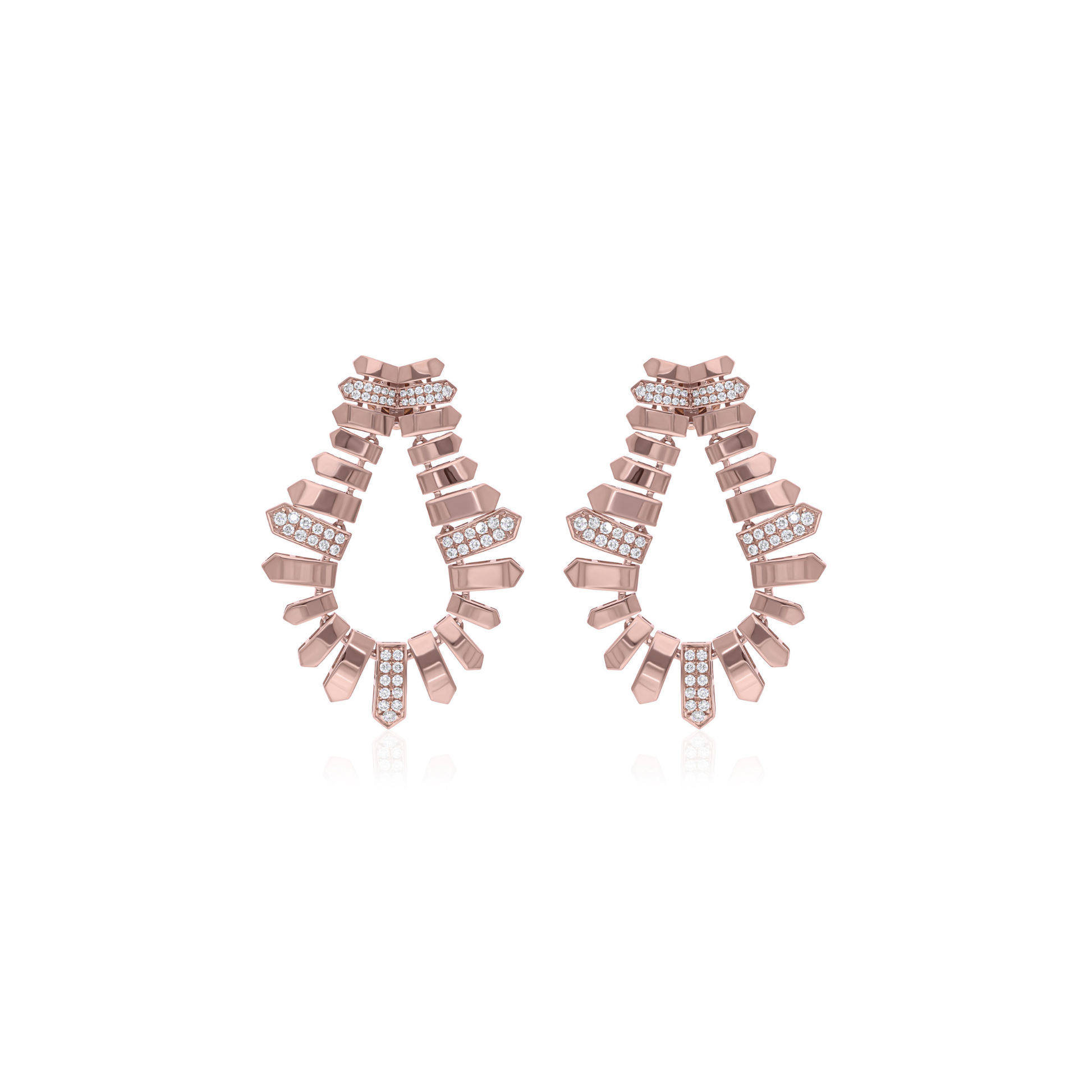 Contemporary Fine Gold Pave Round Shape Diamond Drop Anniversary Earrings