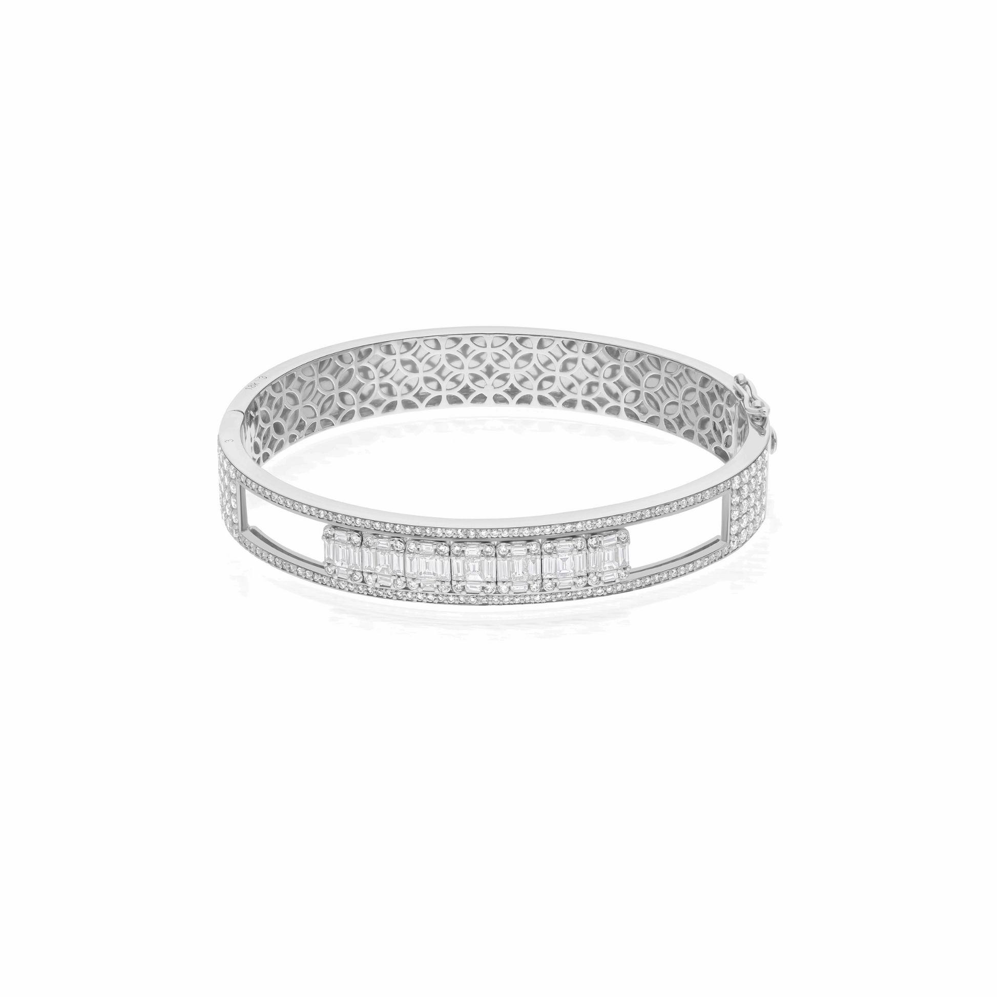 18k Fine Gold Handmade 2.77 Ct Diamond Bangle Bracelet