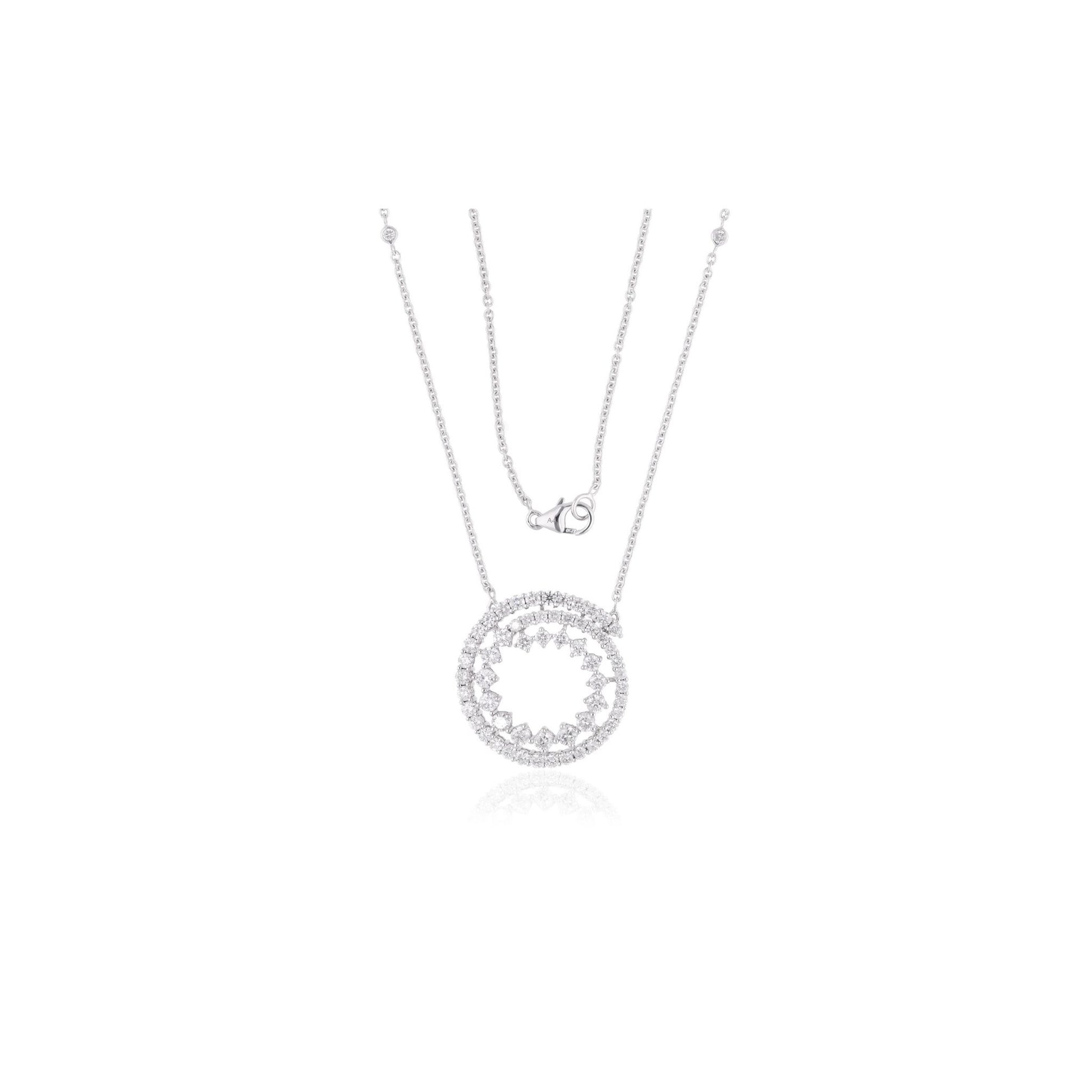 Dainty Minimal 2.23 Ct SI/H Diamond Round Pendant With Gold Chain