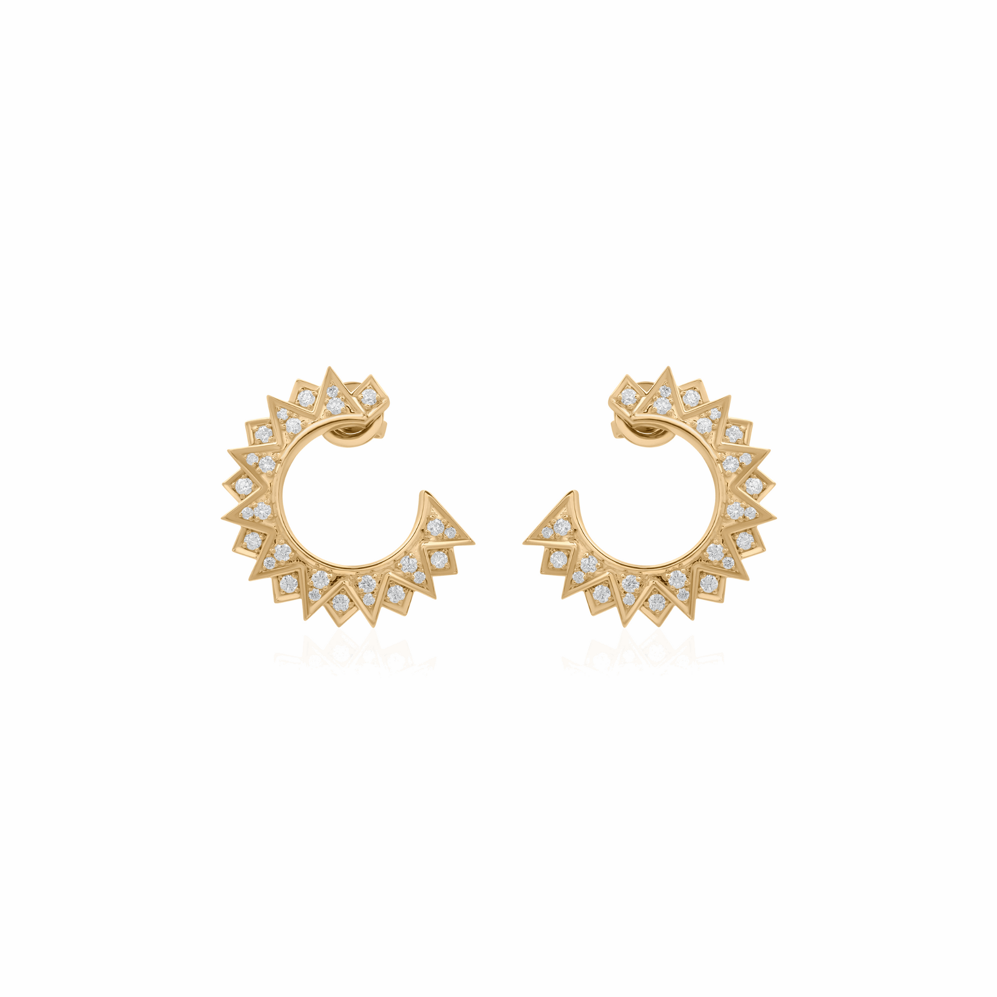 1.13 Ct H/SI Round Pave Diamond Crescent Moon Hoop Earrings Gift 18K Gold
