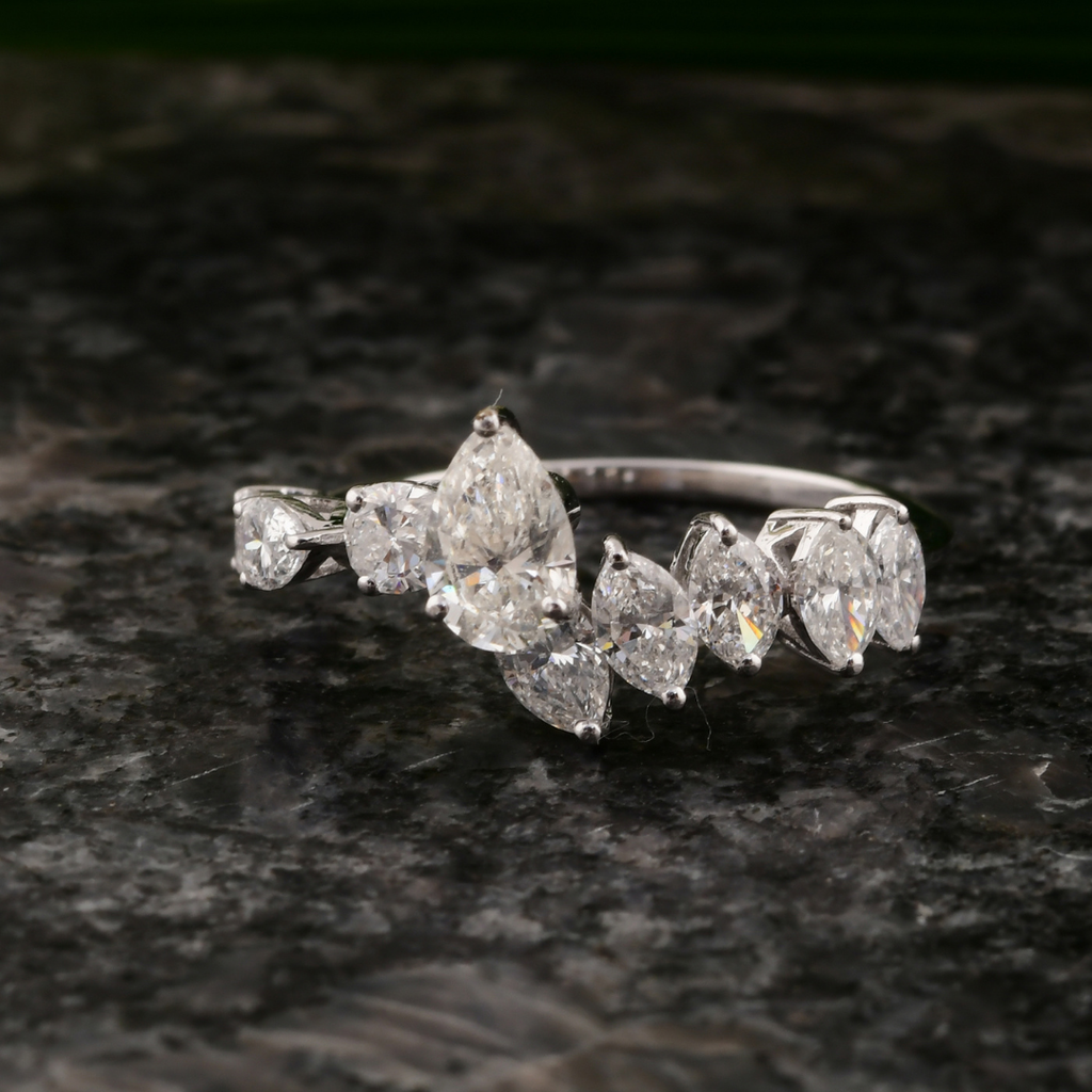 Delicate Solid Gold SI Clarity HI Color 1.67Ct. Diamond Cluster Bridal Ring