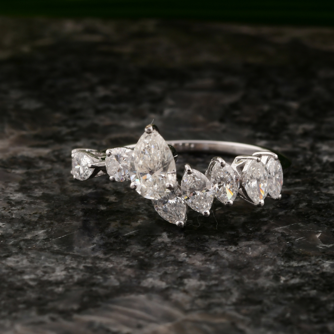 Delicate Solid Gold SI Clarity HI Color 1.67Ct. Diamond Cluster Bridal Ring