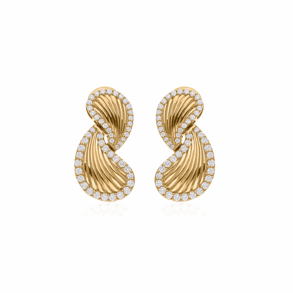 18K Gold Twisted Infinity Diamond Earrings 0.73 Ct.