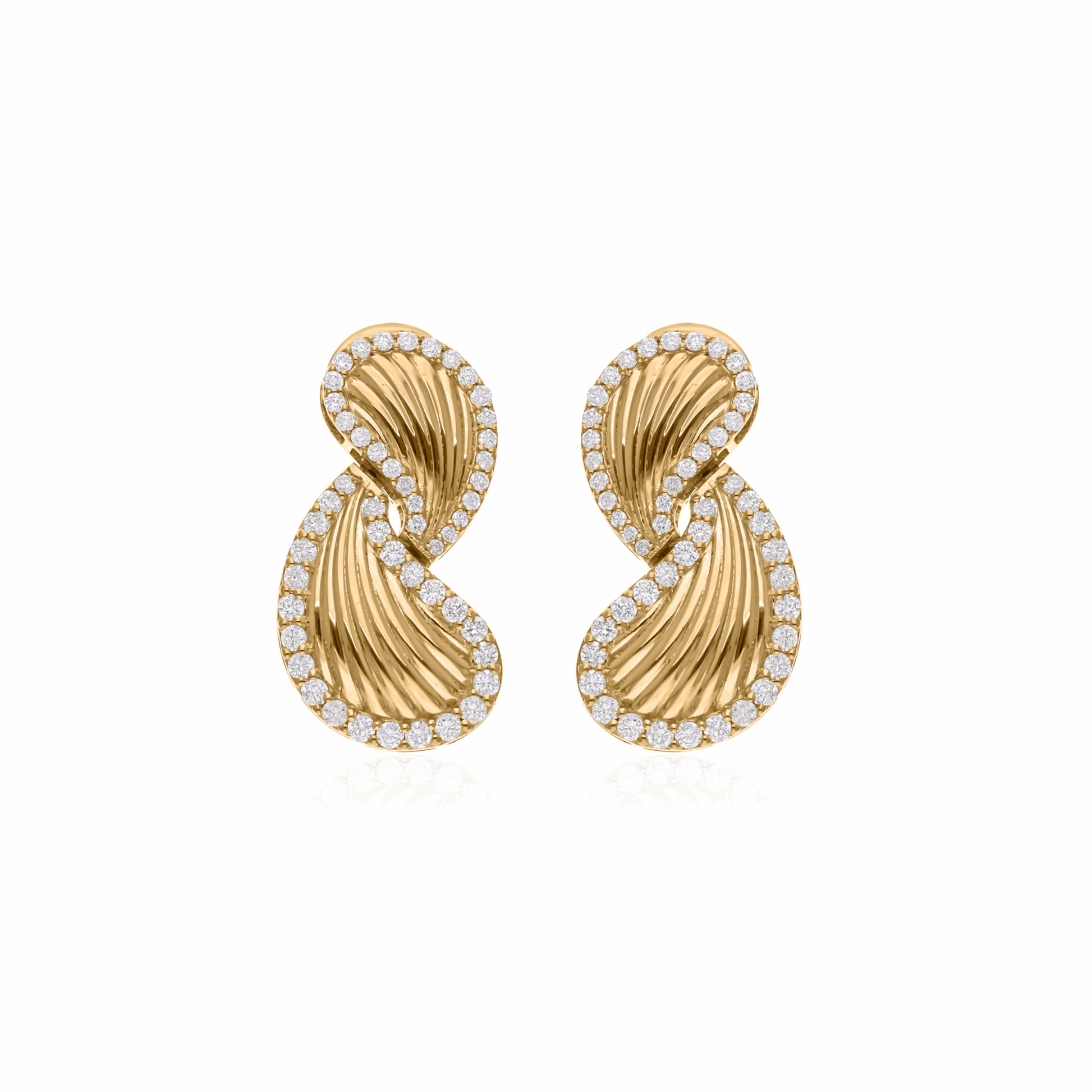 18K Gold Twisted Infinity Diamond Earrings 0.73 Ct.