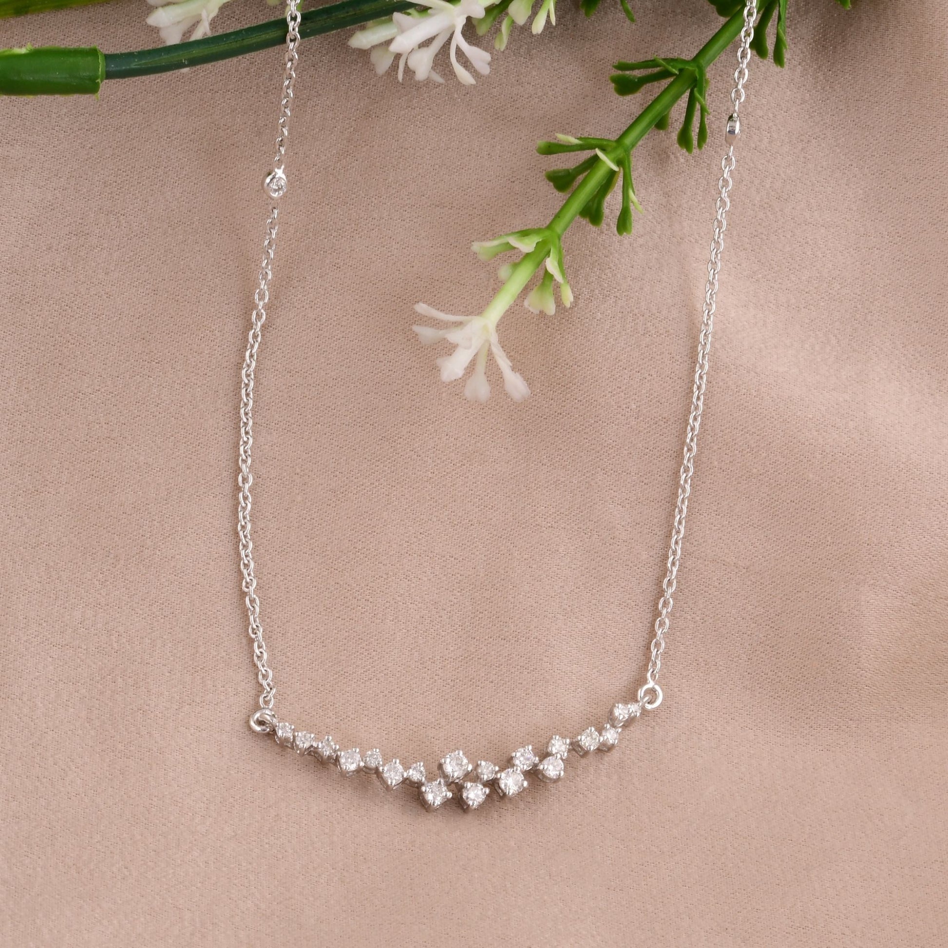 Round Natural Diamond Charm Minimal Gold Pendant Necklace