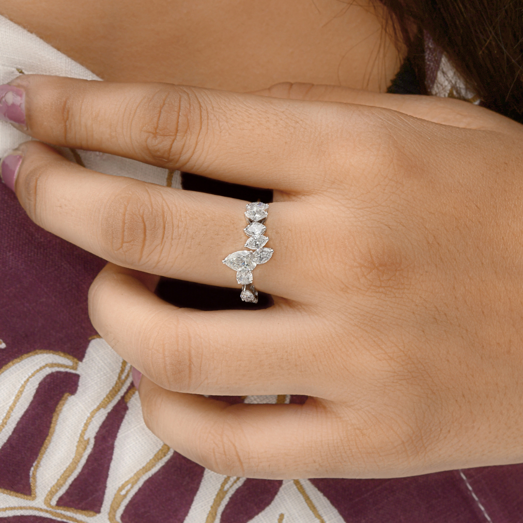 Delicate Solid Gold SI Clarity HI Color 1.67Ct. Diamond Cluster Bridal Ring