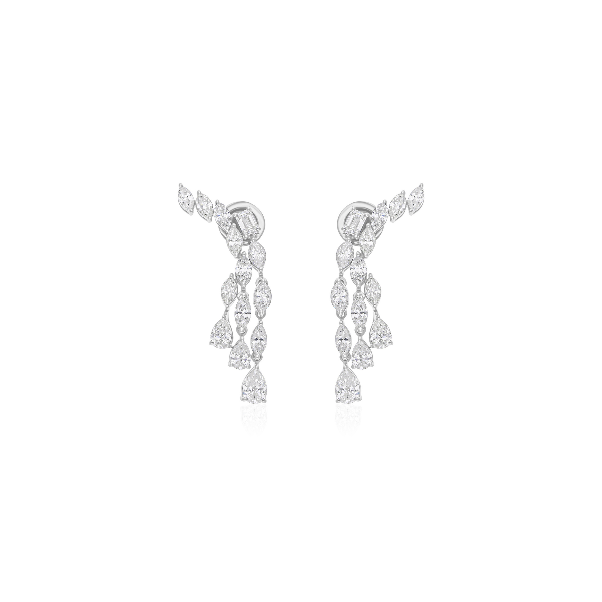 3.48 Carat SI Clarity HI Color Fine Diamond Gold Drop Earrings