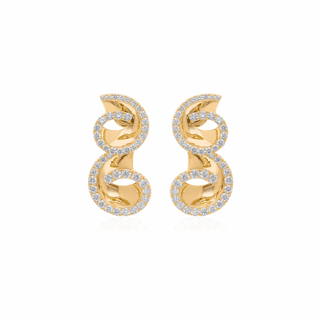 18K Gold Double Curve Infinity Design Diamond Earrings