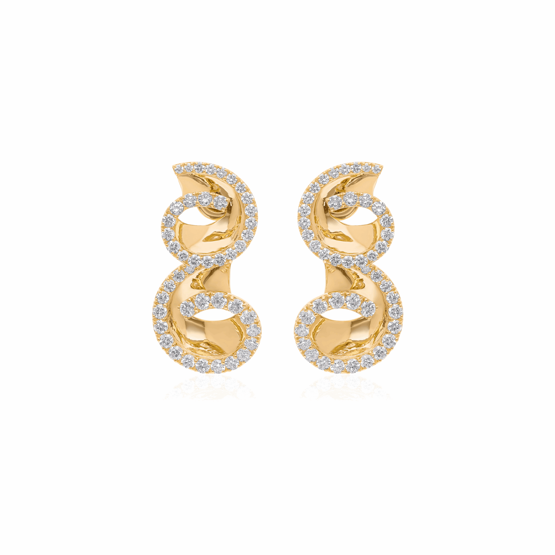 18K Gold Double Curve Infinity Design Diamond Earrings