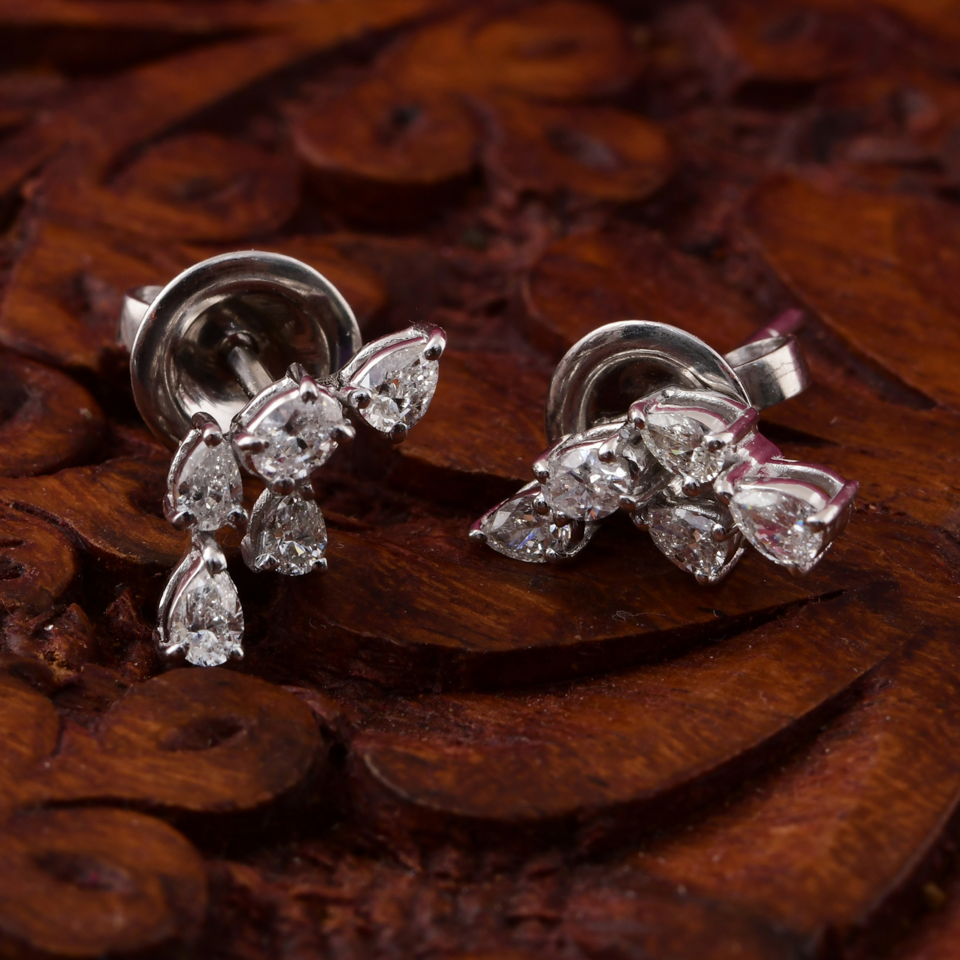 0.48Ct. Natural Pear Cut Diamond Stud Earrings