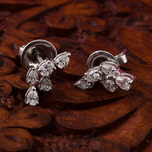 0.48Ct. Natural Pear Cut Diamond Stud Earrings