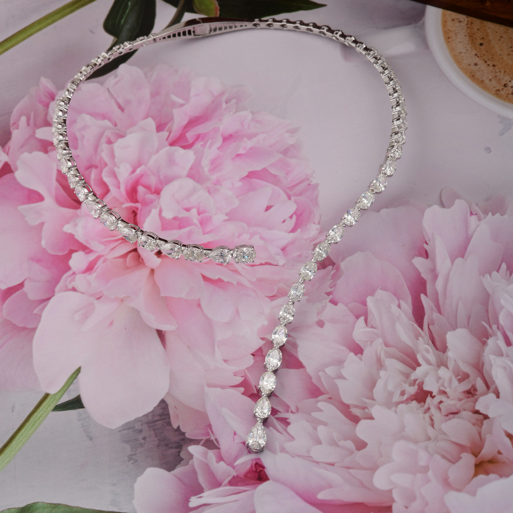 16.59 Carat Natural Diamond Open Collar Wrap Bridal Choker Necklace