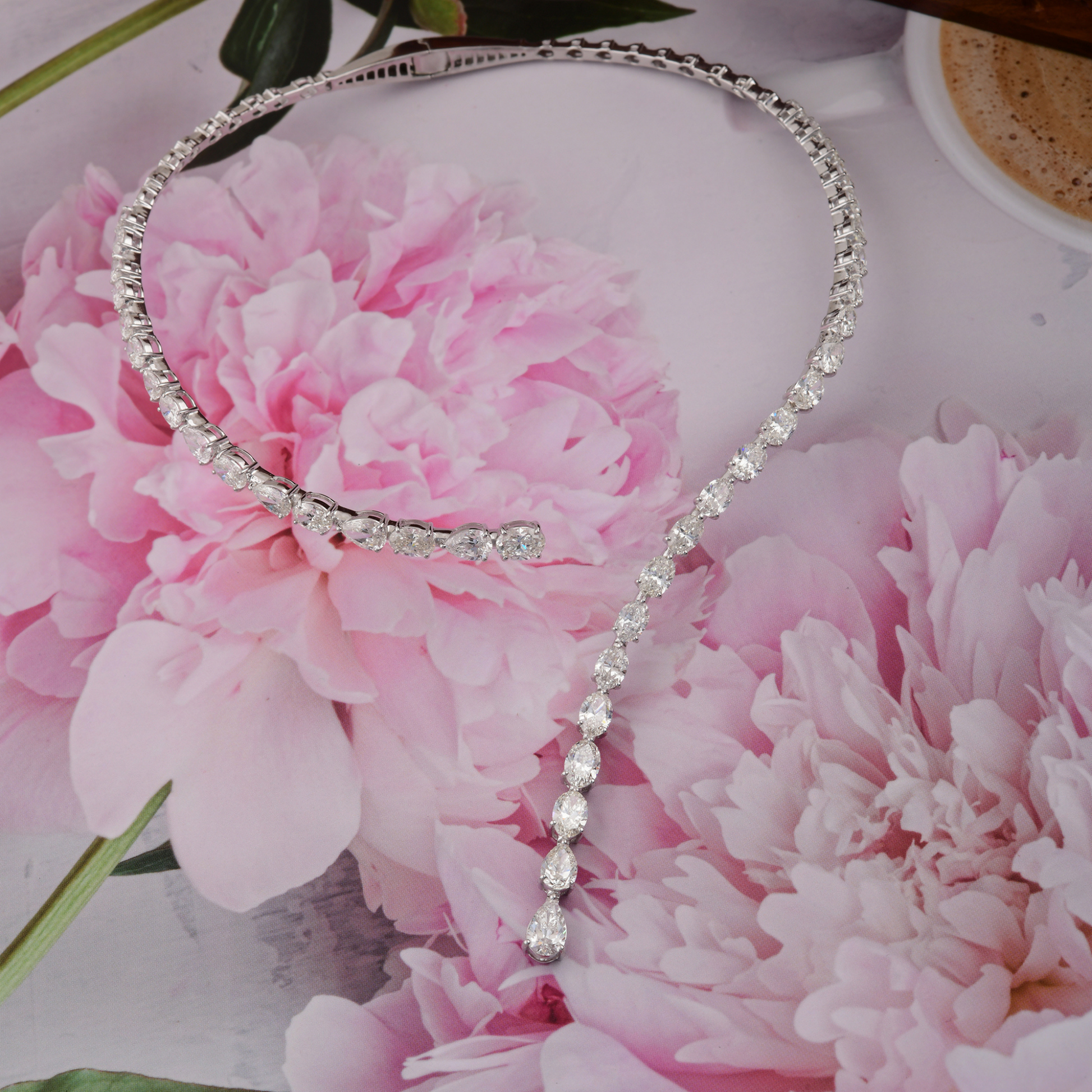 16.59 Carat Natural Diamond Open Collar Wrap Bridal Choker Necklace