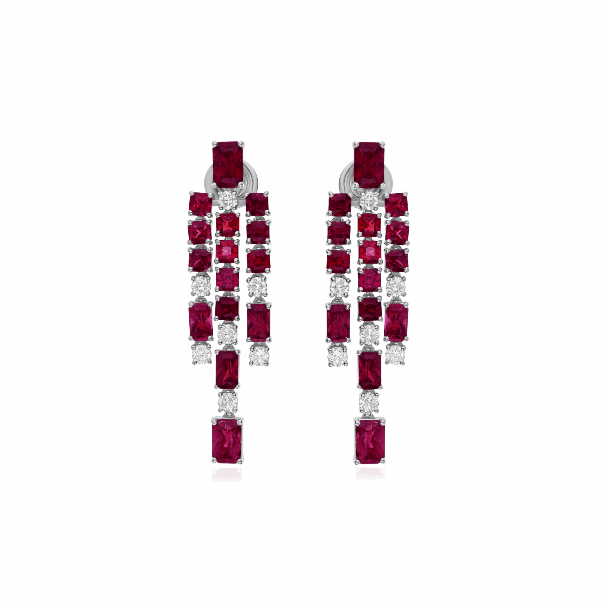 18K Gold Diamond Pink Spinel Gemstone Dangle Earrings