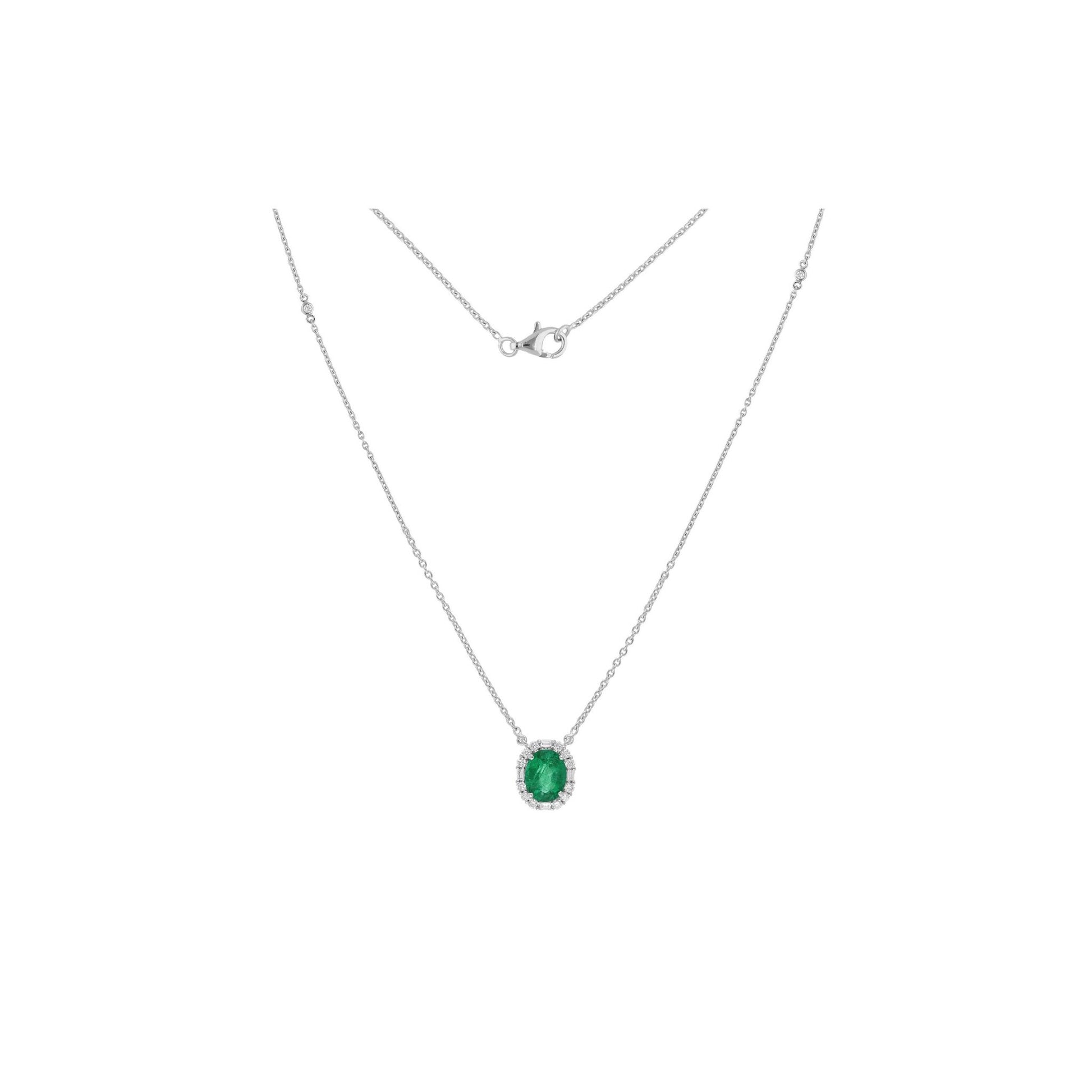 2.10 Tcw Real Zambian Emerald Pendant 18k Gold H/SI Diamond Chain Necklace