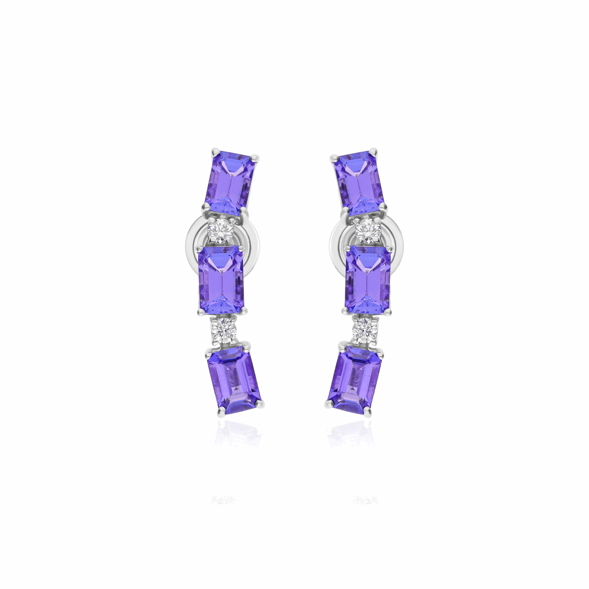Tanzanite Diamond Climber 18K Gold Statement Earrings