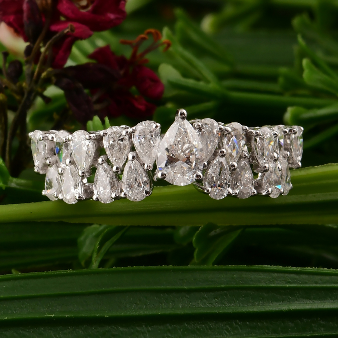 1.18 Carat Fine Gold Natural SI/H Pear Cut Diamond Band Anniversary Jewelry