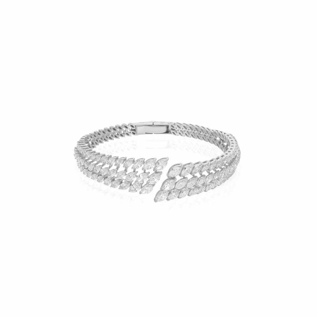 Marquise Cut 8.80 Ct. Natural Diamond Bangle Bracelet 18k Gold