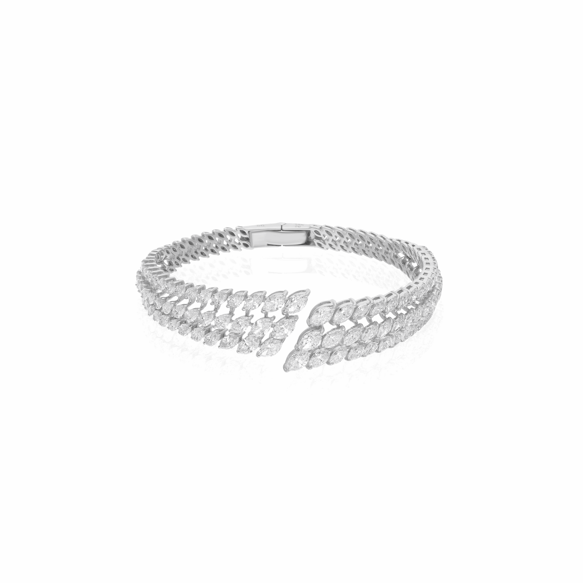 Marquise Cut 8.80 Ct. Natural Diamond Bangle Bracelet 18k Gold