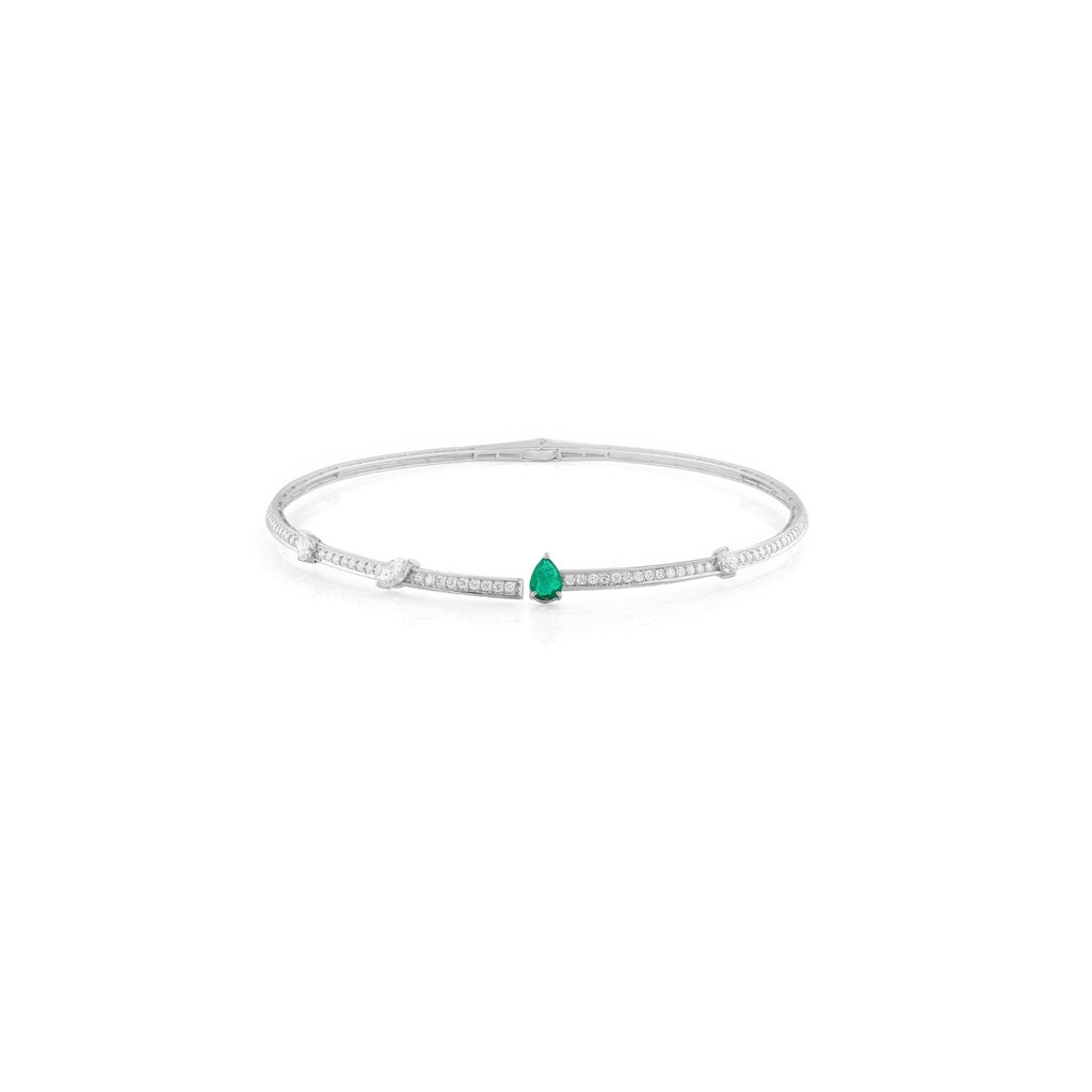 Zambian Emerald SI/H Diamond Choker Necklace in Solid Gold